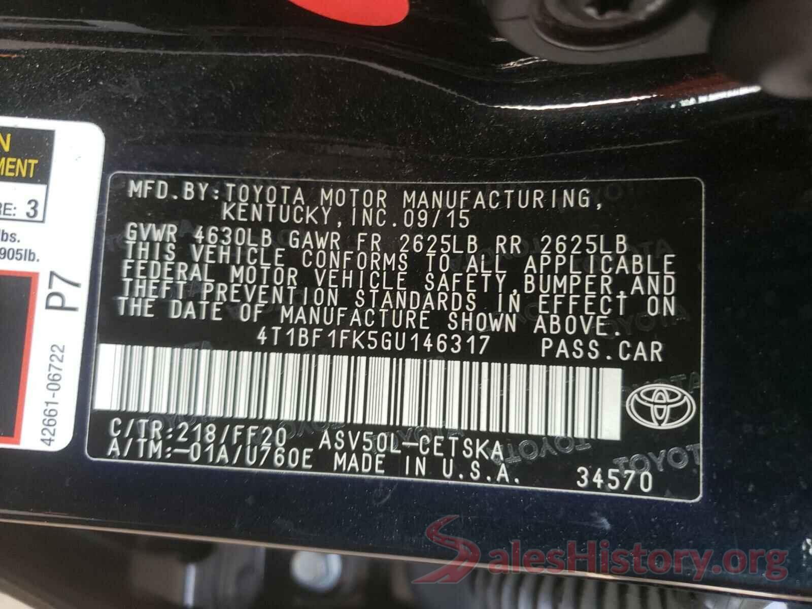 4T1BF1FK5GU146317 2016 TOYOTA CAMRY