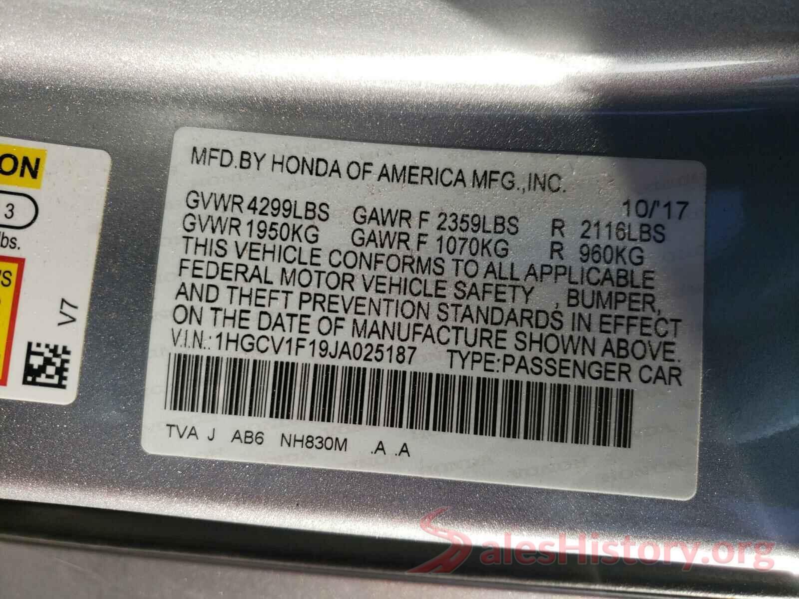 1HGCV1F19JA025187 2018 HONDA ACCORD