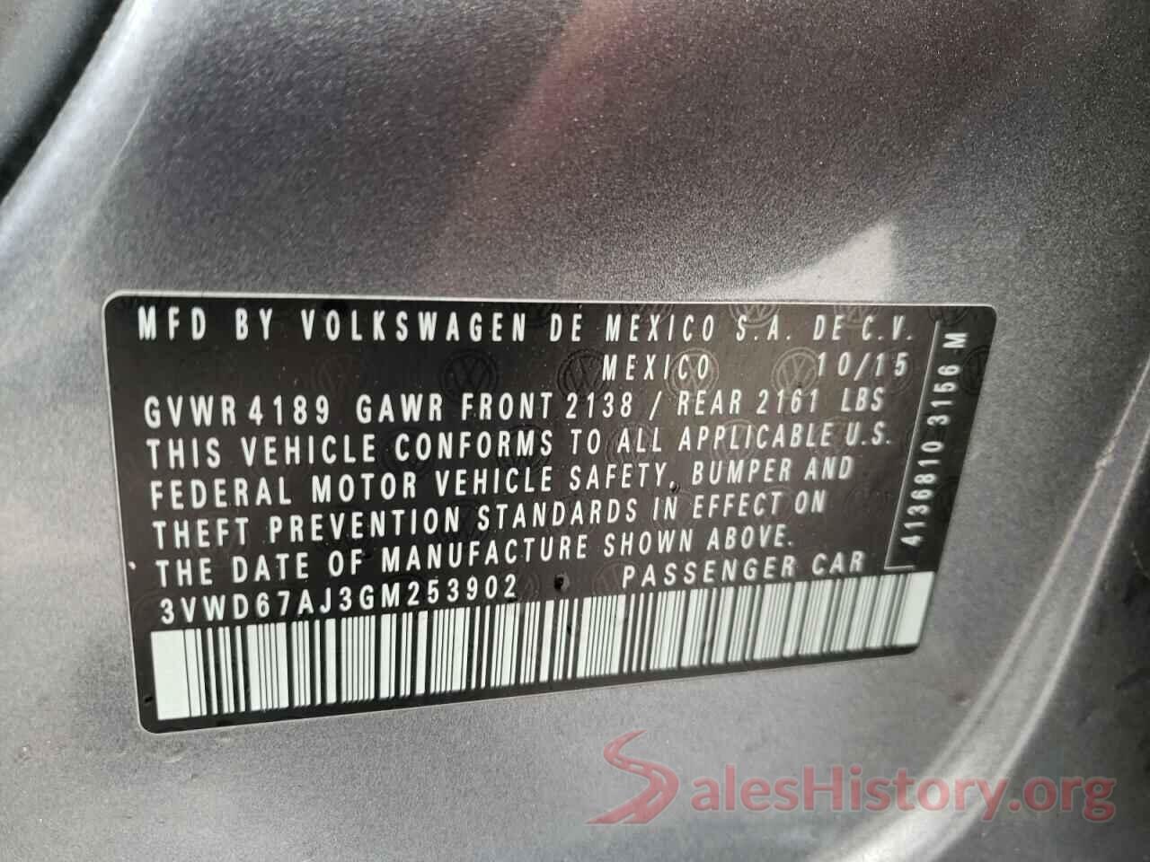 3VWD67AJ3GM253902 2016 VOLKSWAGEN JETTA