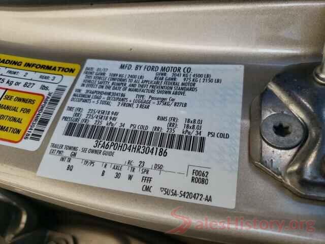 3FA6P0HD4HR304186 2017 FORD FUSION