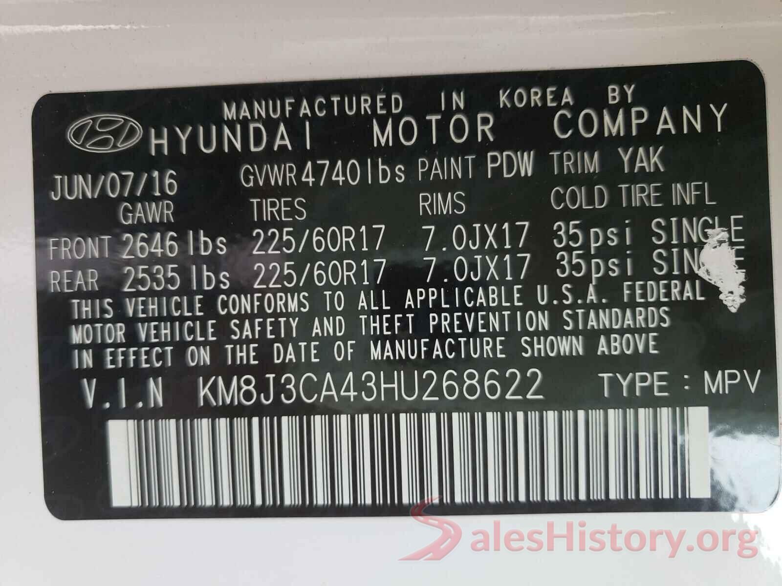 KM8J3CA43HU268622 2017 HYUNDAI TUCSON