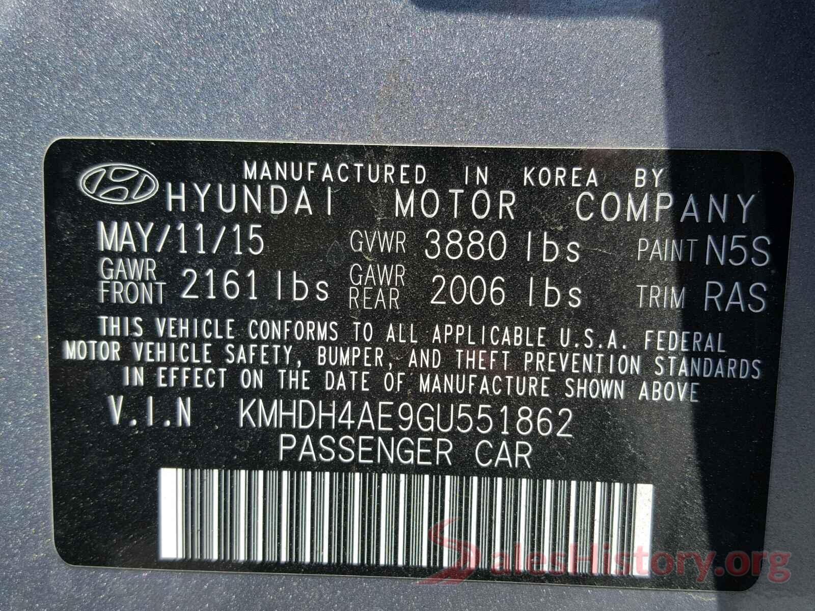 KMHDH4AE9GU551862 2016 HYUNDAI ELANTRA