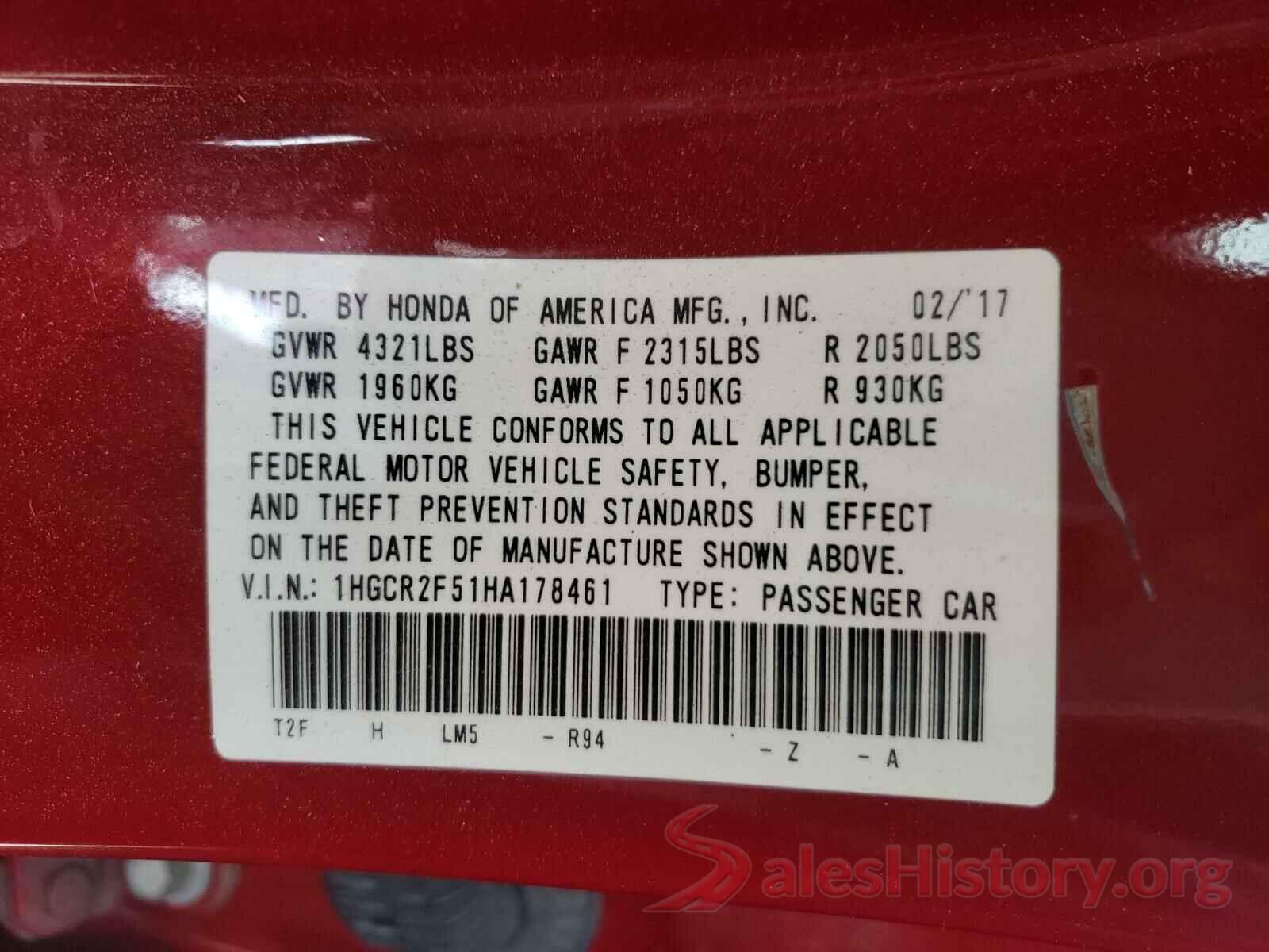 1HGCR2F51HA178461 2017 HONDA ACCORD