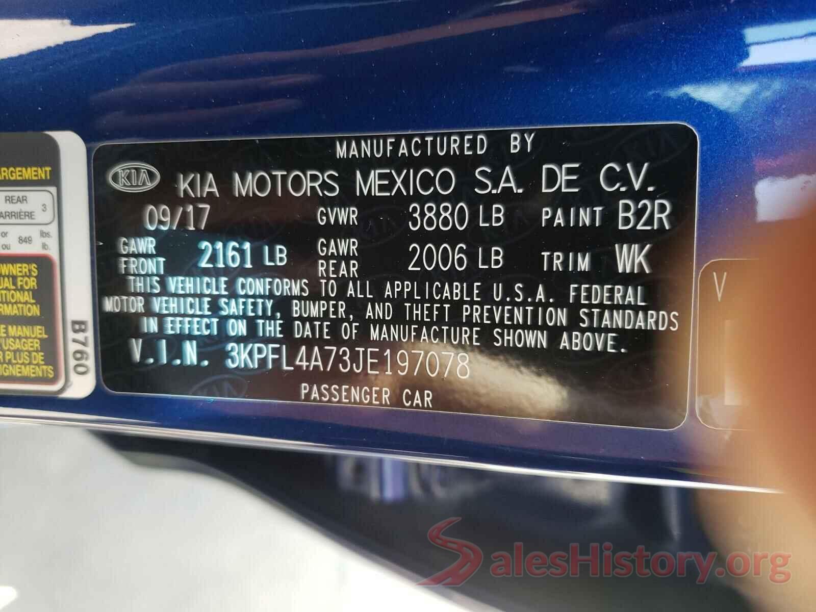 3KPFL4A73JE197078 2018 KIA FORTE