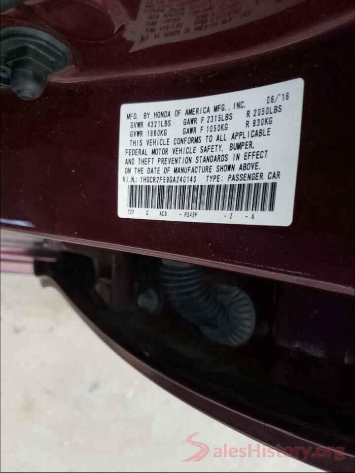 1HGCR2F59GA240140 2016 HONDA ACCORD