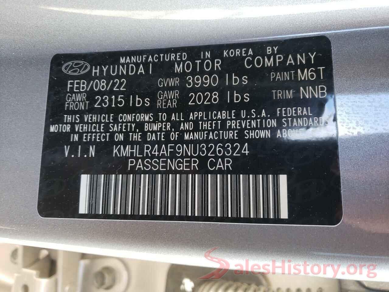 KMHLR4AF9NU326324 2022 HYUNDAI ELANTRA