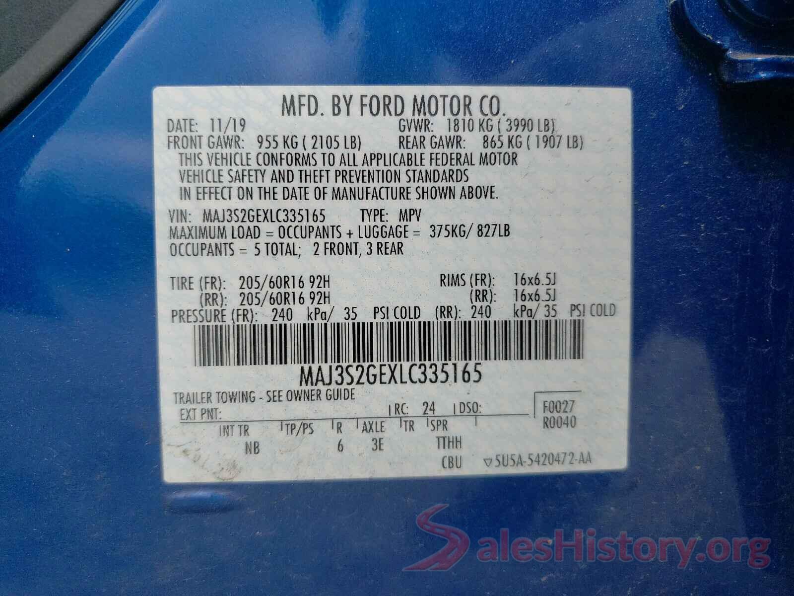 MAJ3S2GEXLC335165 2020 FORD ALL OTHER