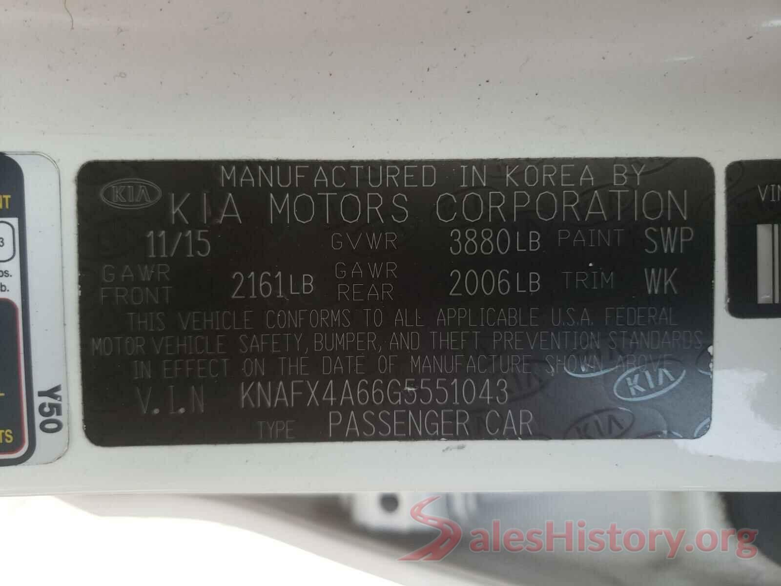 KNAFX4A66G5551043 2016 KIA FORTE