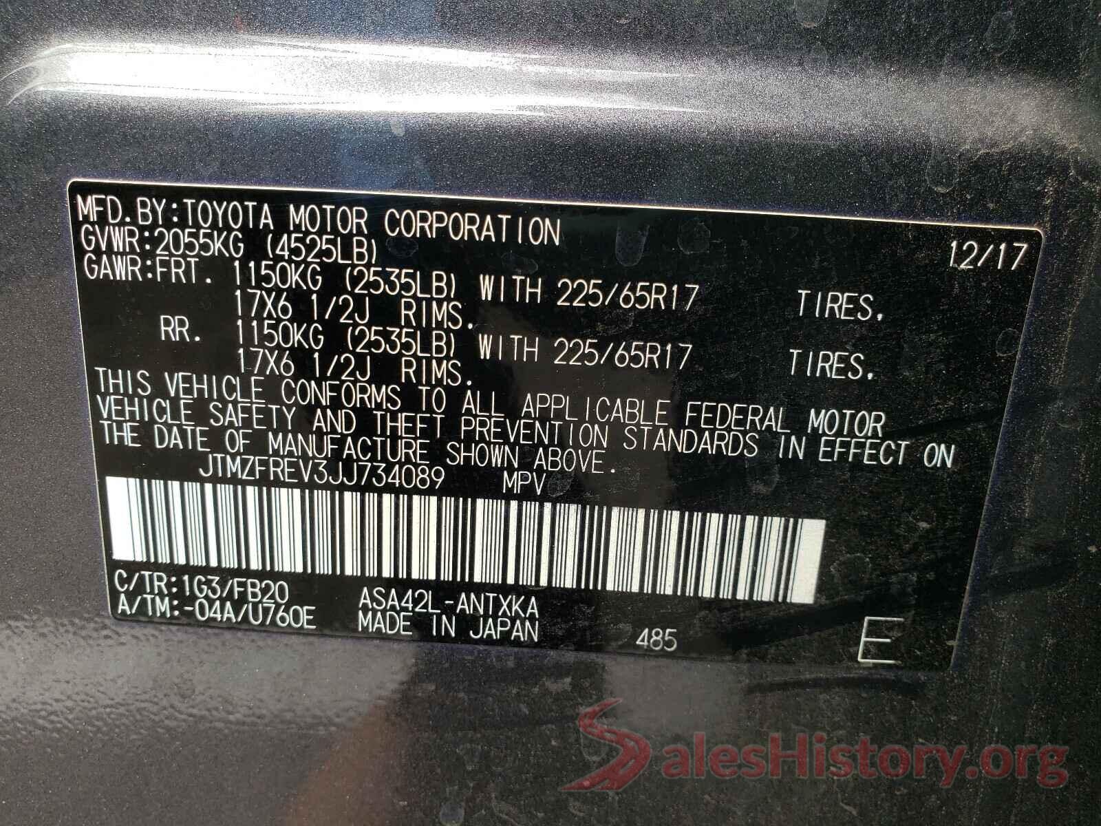 JTMZFREV3JJ734089 2018 TOYOTA RAV4