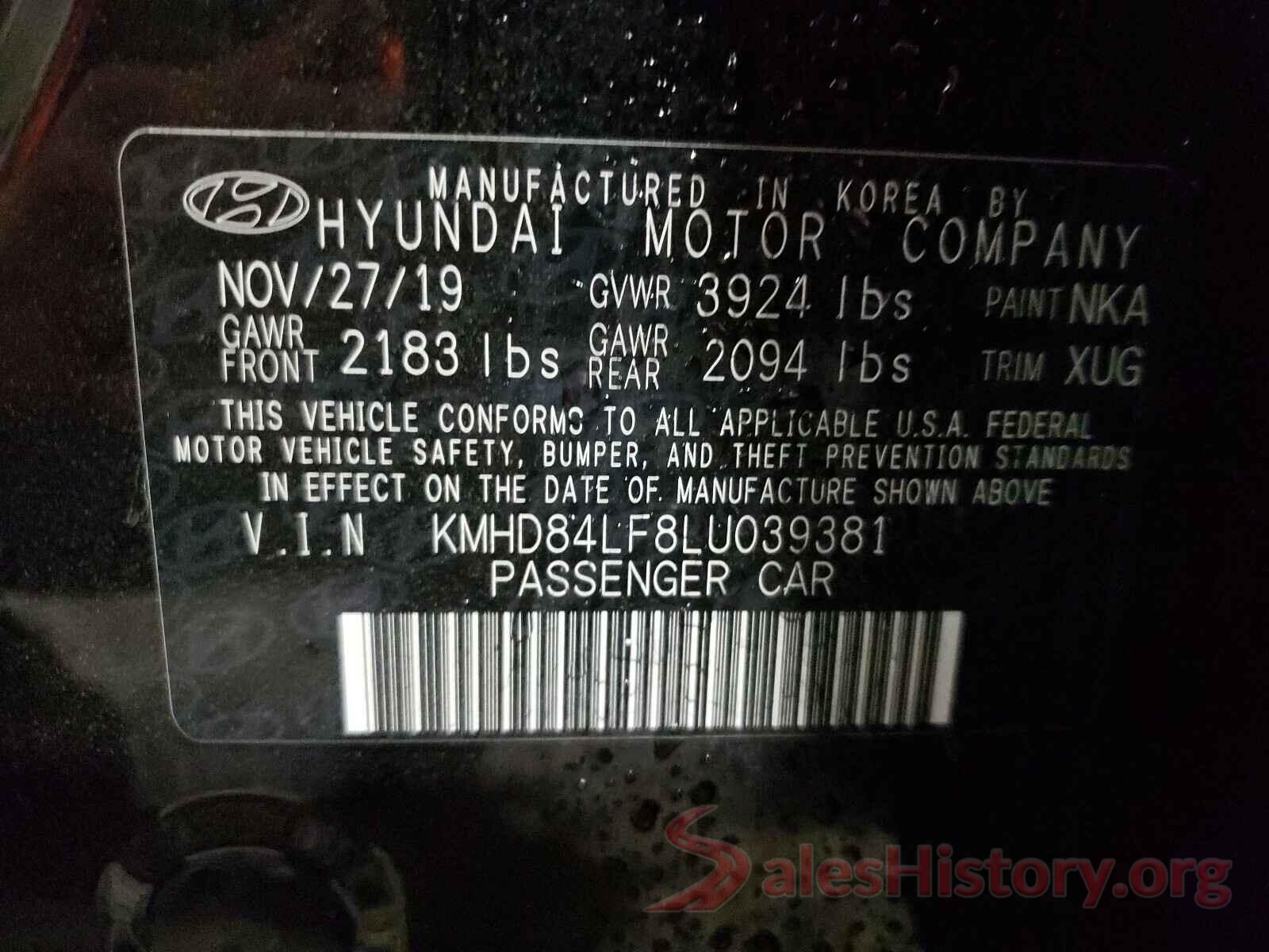 KMHD84LF8LU039381 2020 HYUNDAI ELANTRA