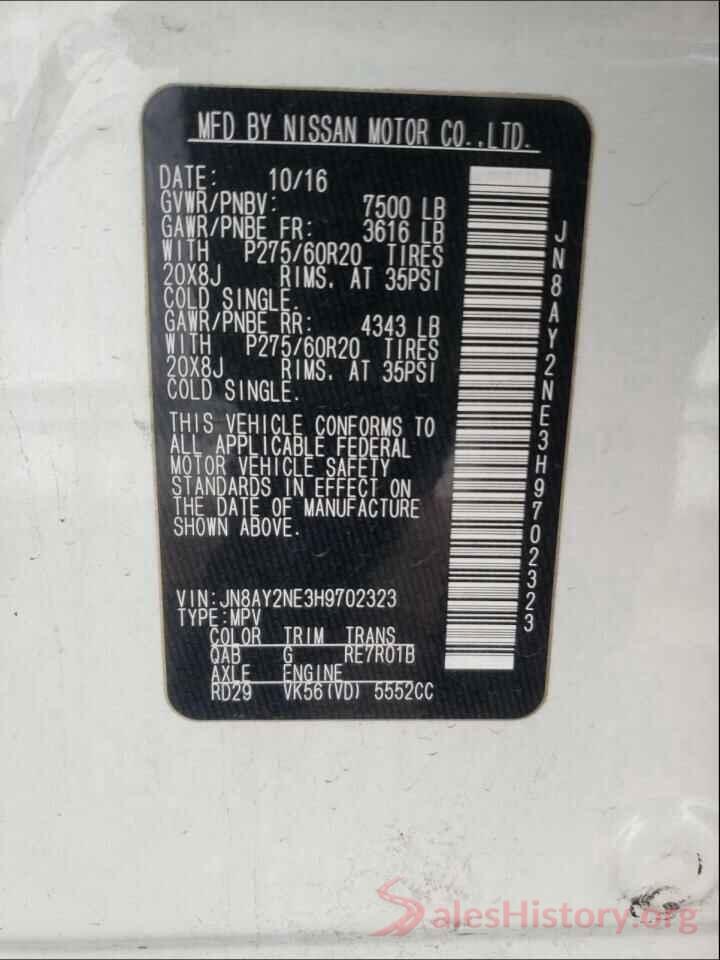 JN8AY2NE3H9702323 2017 NISSAN ARMADA