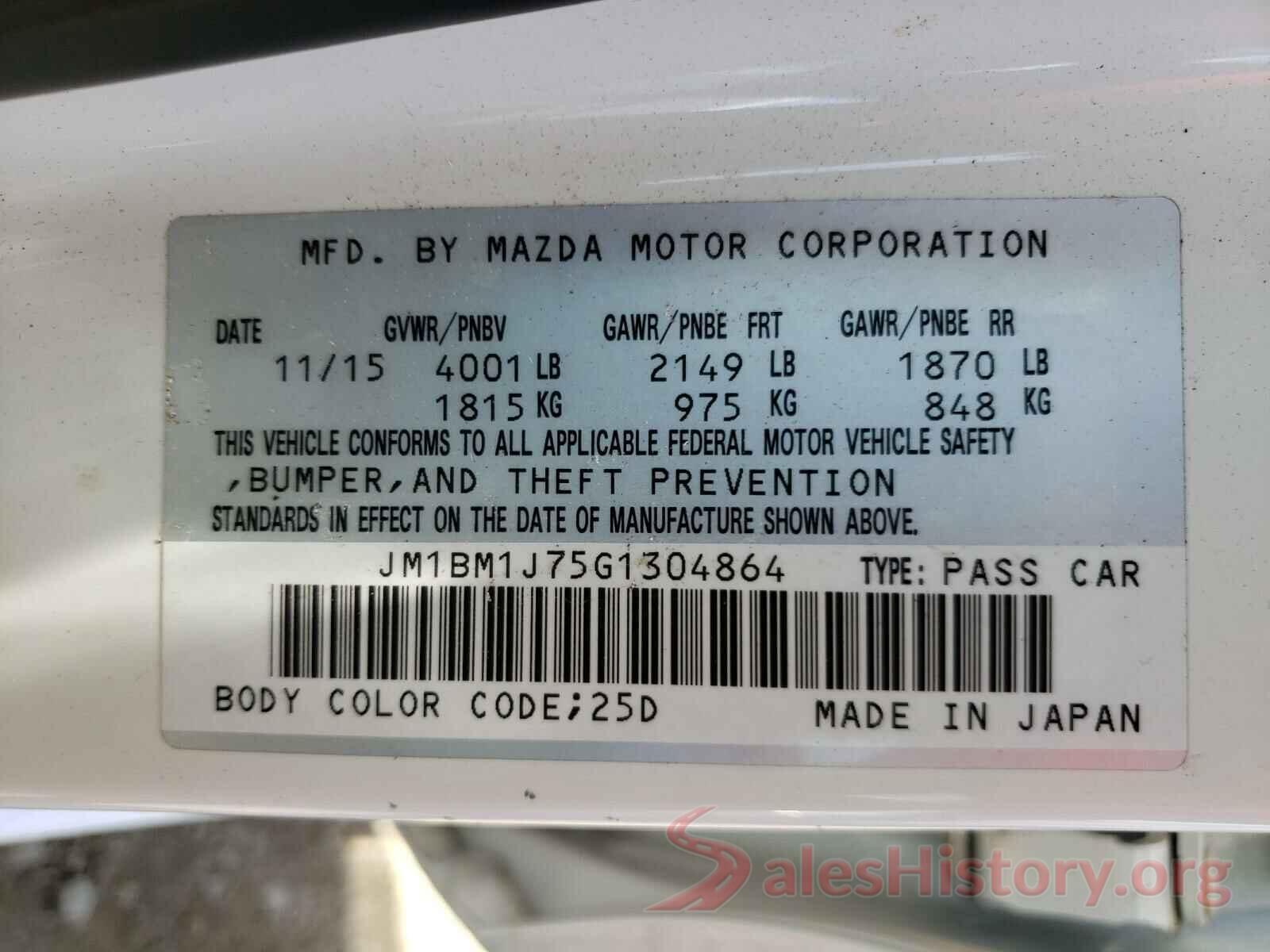 JM1BM1J75G1304864 2016 MAZDA 3