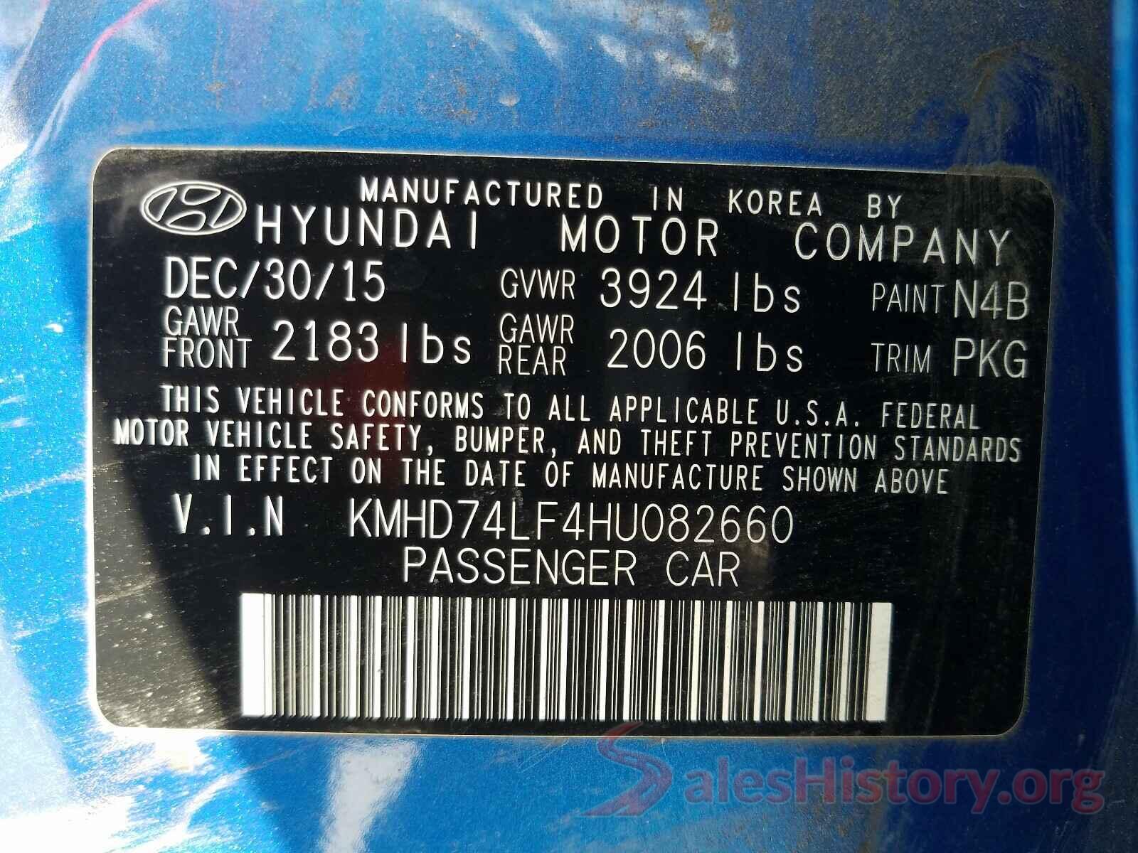 KMHD74LF4HU082660 2017 HYUNDAI ELANTRA