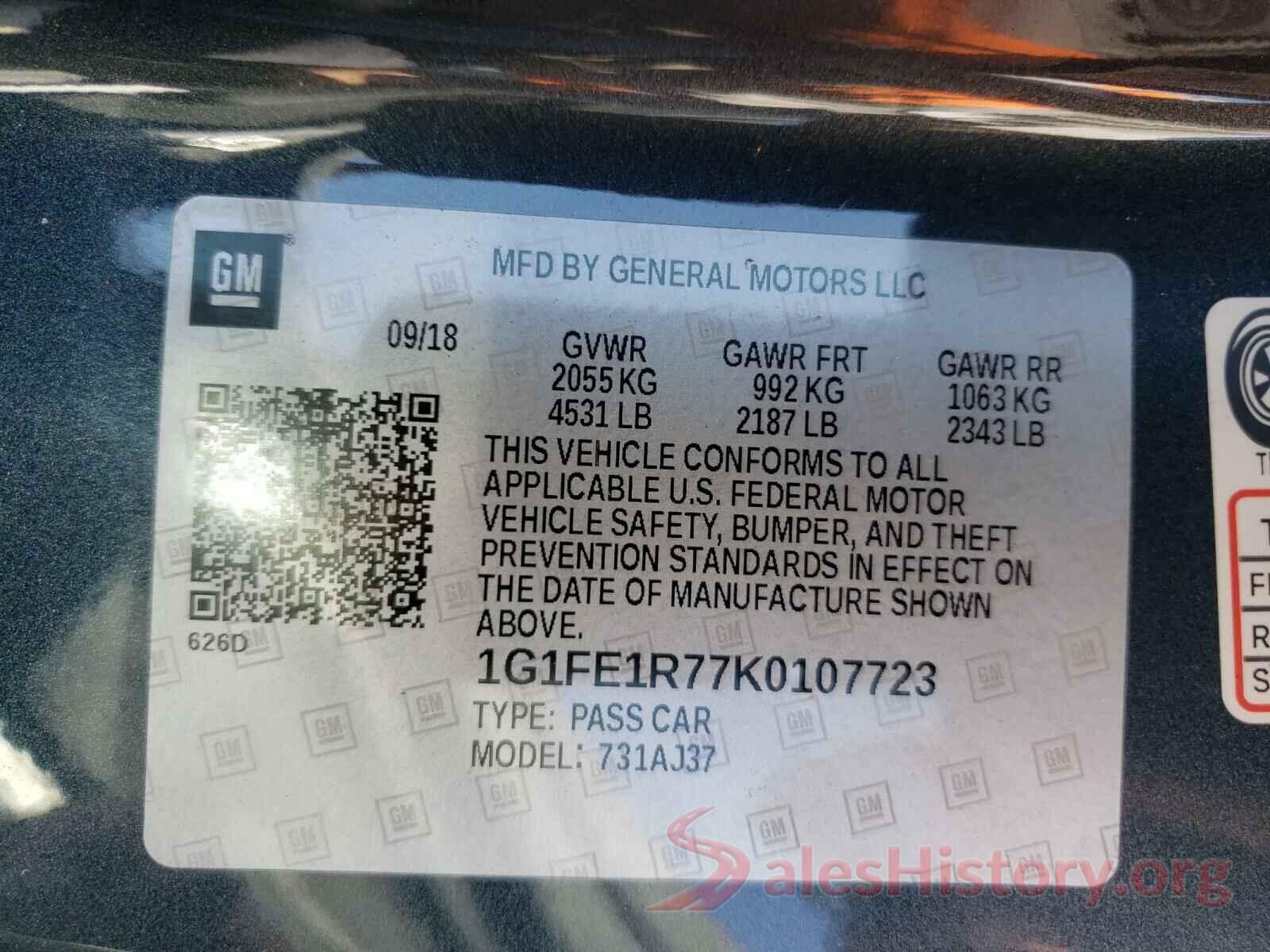 1G1FE1R77K0107723 2019 CHEVROLET CAMARO