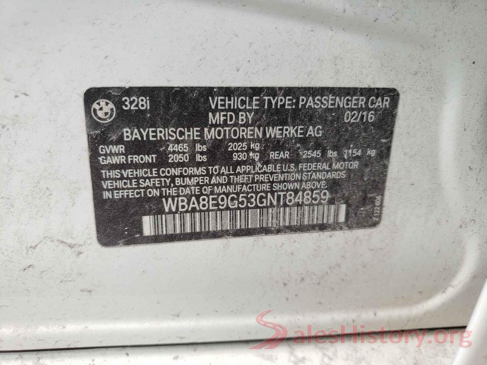 WBA8E9G53GNT84859 2016 BMW 3 SERIES