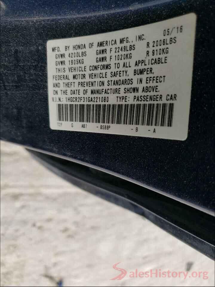 1HGCR2F31GA221080 2016 HONDA ACCORD