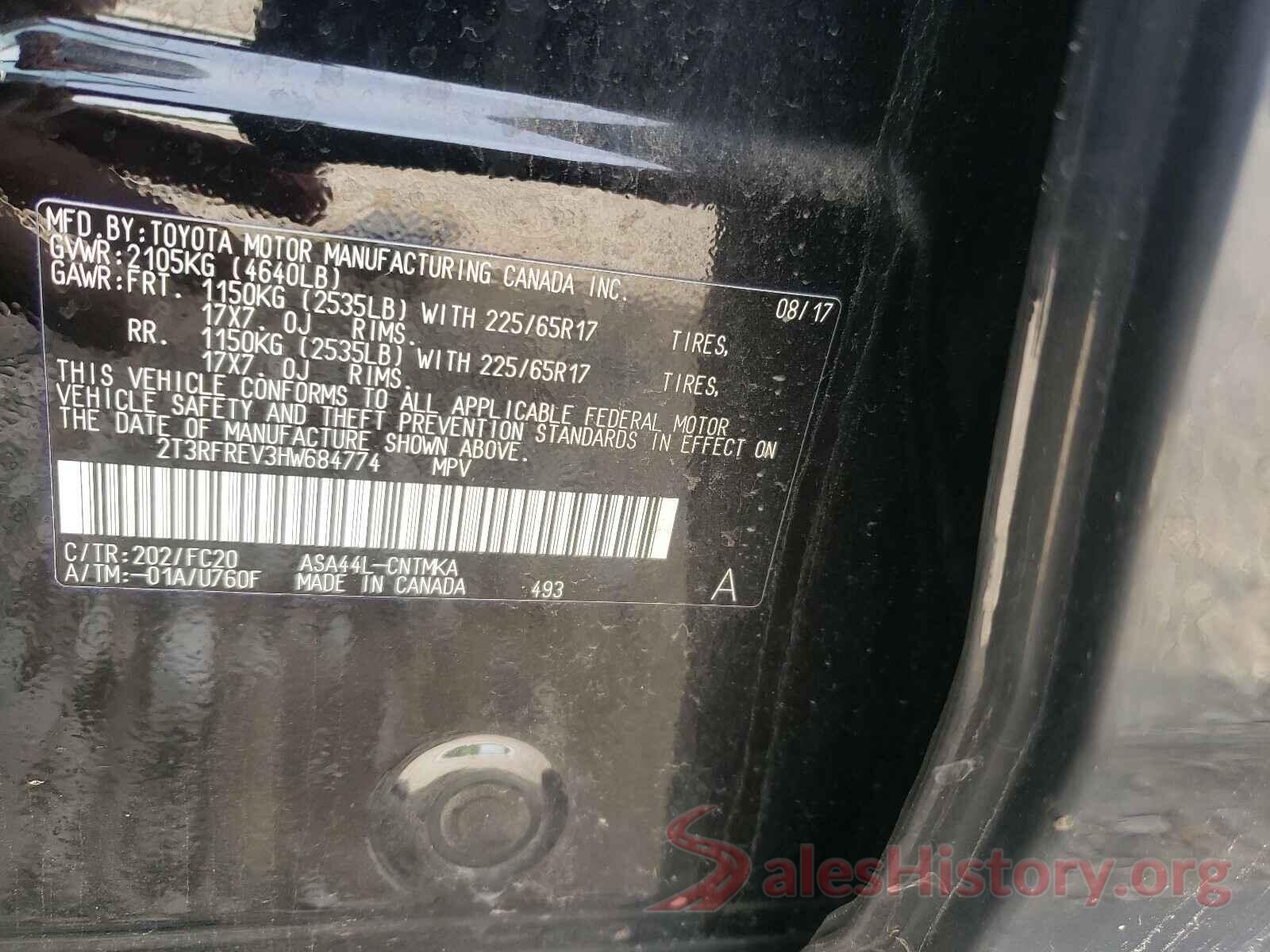 2T3RFREV3HW684774 2017 TOYOTA RAV4