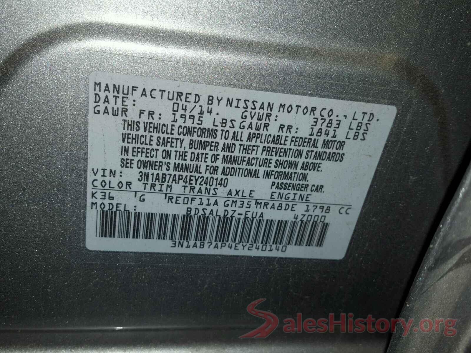 3N1AB7AP4EY240140 2014 NISSAN SENTRA