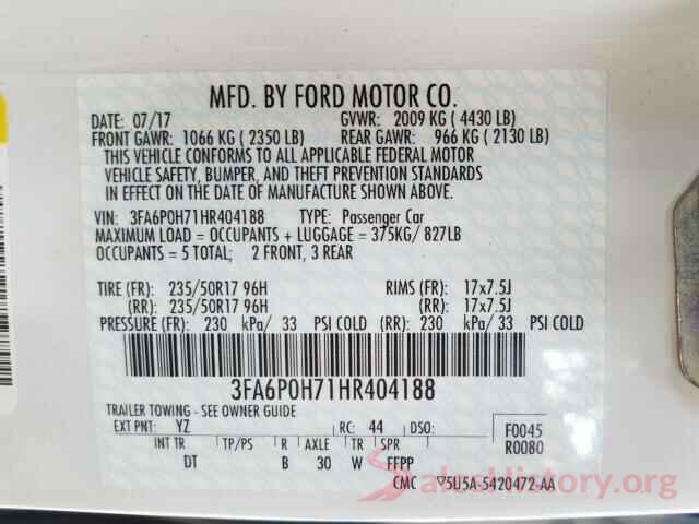 3FA6P0H71HR404188 2017 FORD FUSION