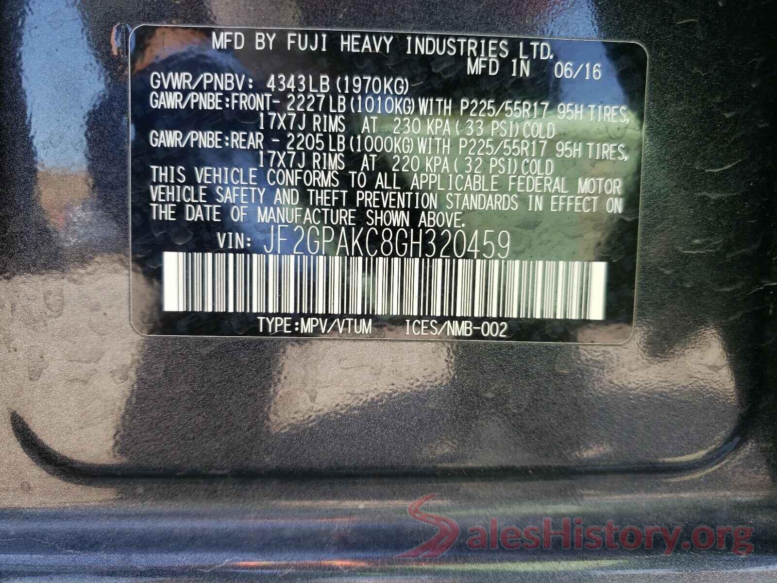 JF2GPAKC8GH320459 2016 SUBARU CROSSTREK