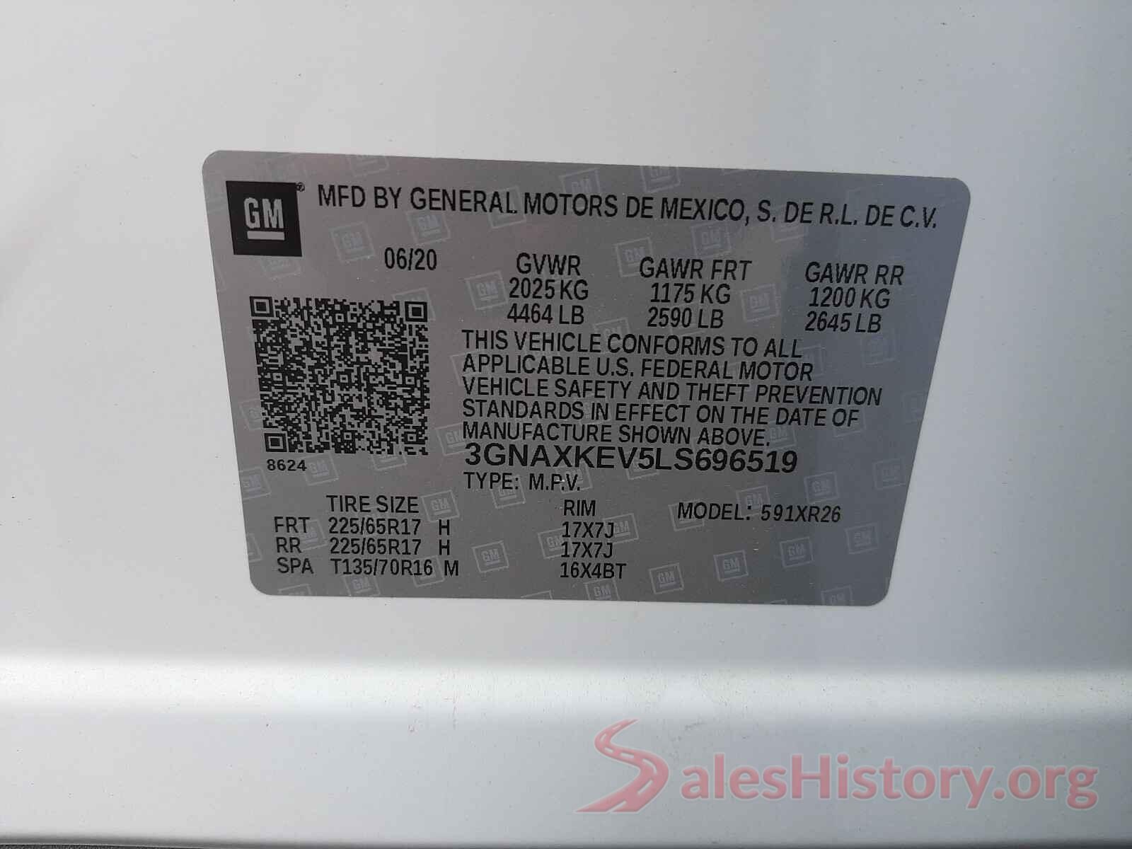 3GNAXKEV5LS696519 2020 CHEVROLET EQUINOX