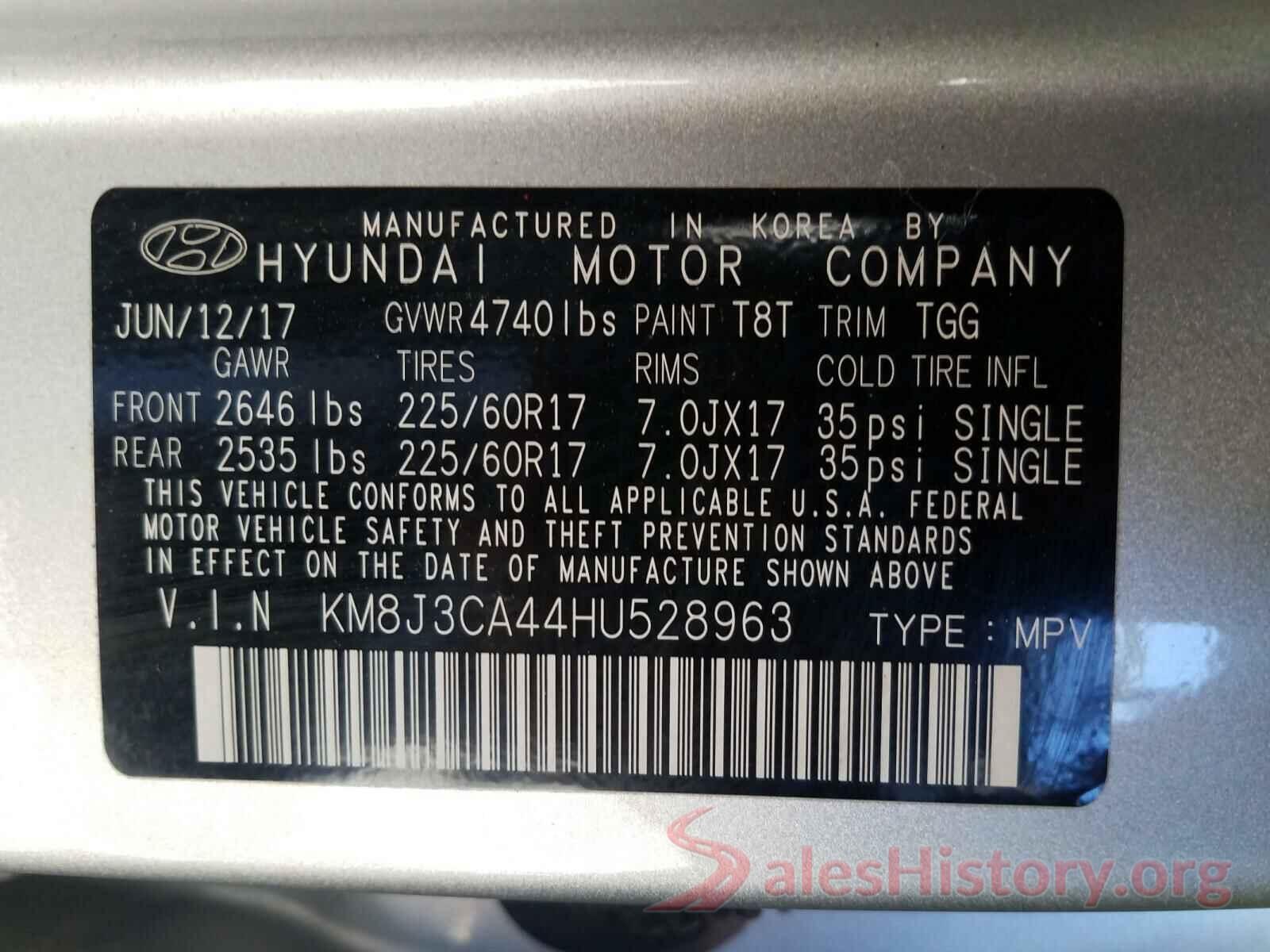 KM8J3CA44HU528963 2017 HYUNDAI TUCSON