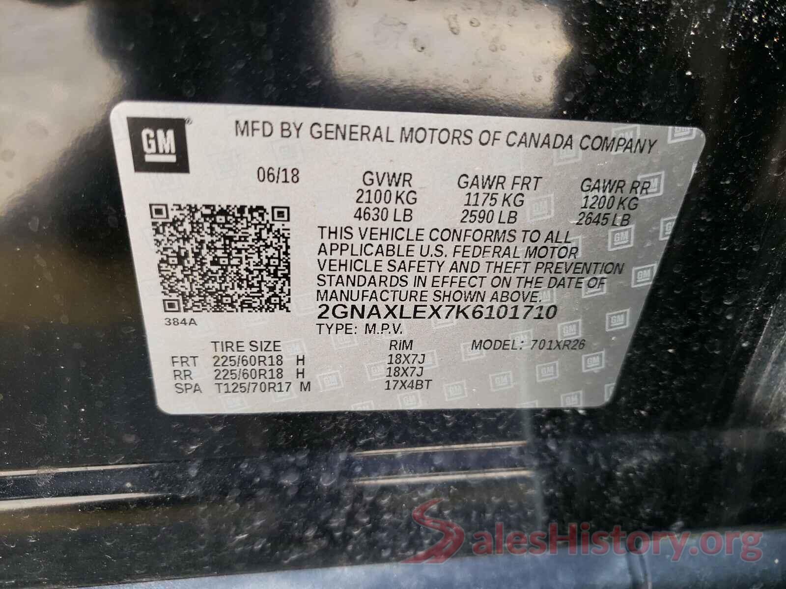 2GNAXLEX7K6101710 2019 CHEVROLET EQUINOX