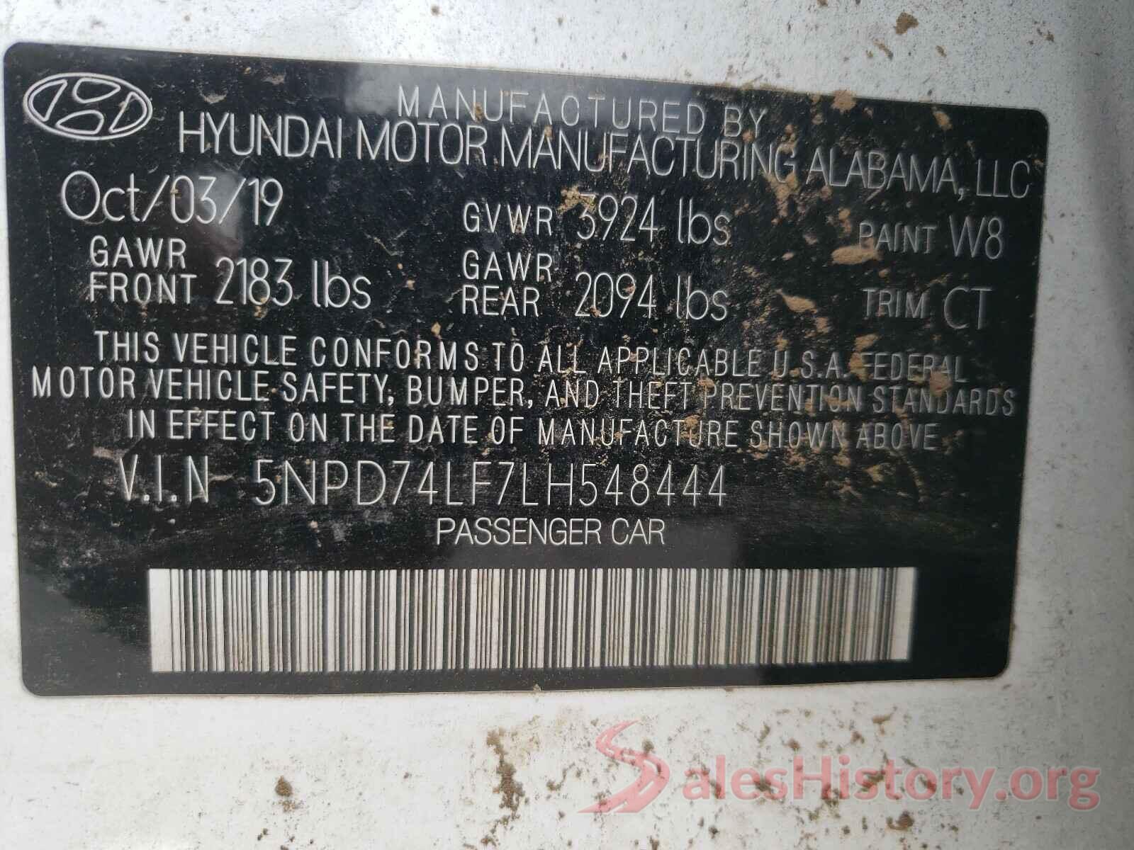 5NPD74LF7LH548444 2020 HYUNDAI ELANTRA