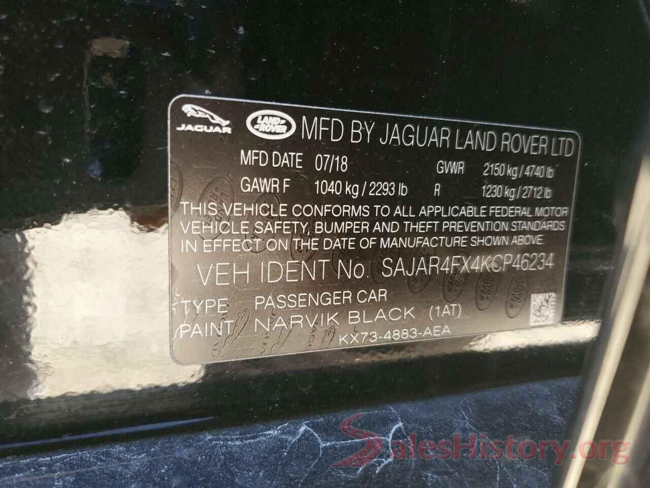 SAJAR4FX4KCP46234 2019 JAGUAR XE