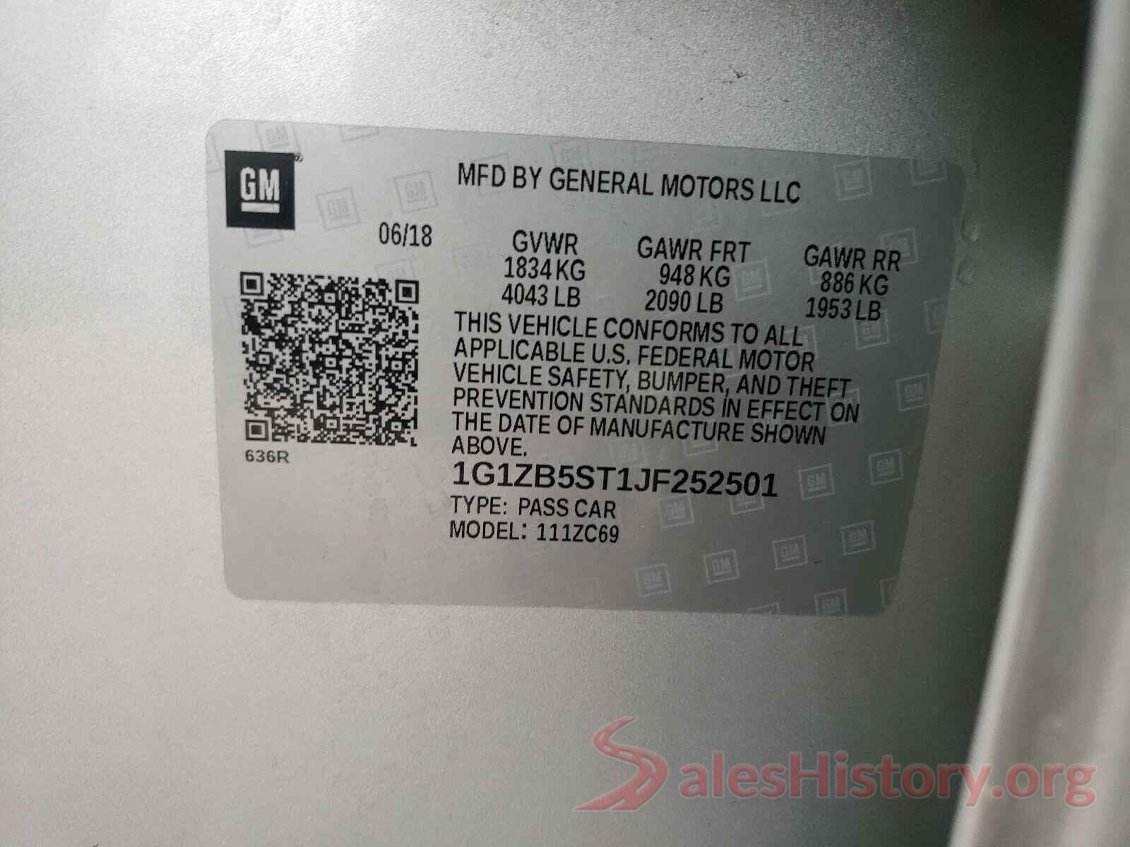 1G1ZB5ST1JF252501 2018 CHEVROLET MALIBU