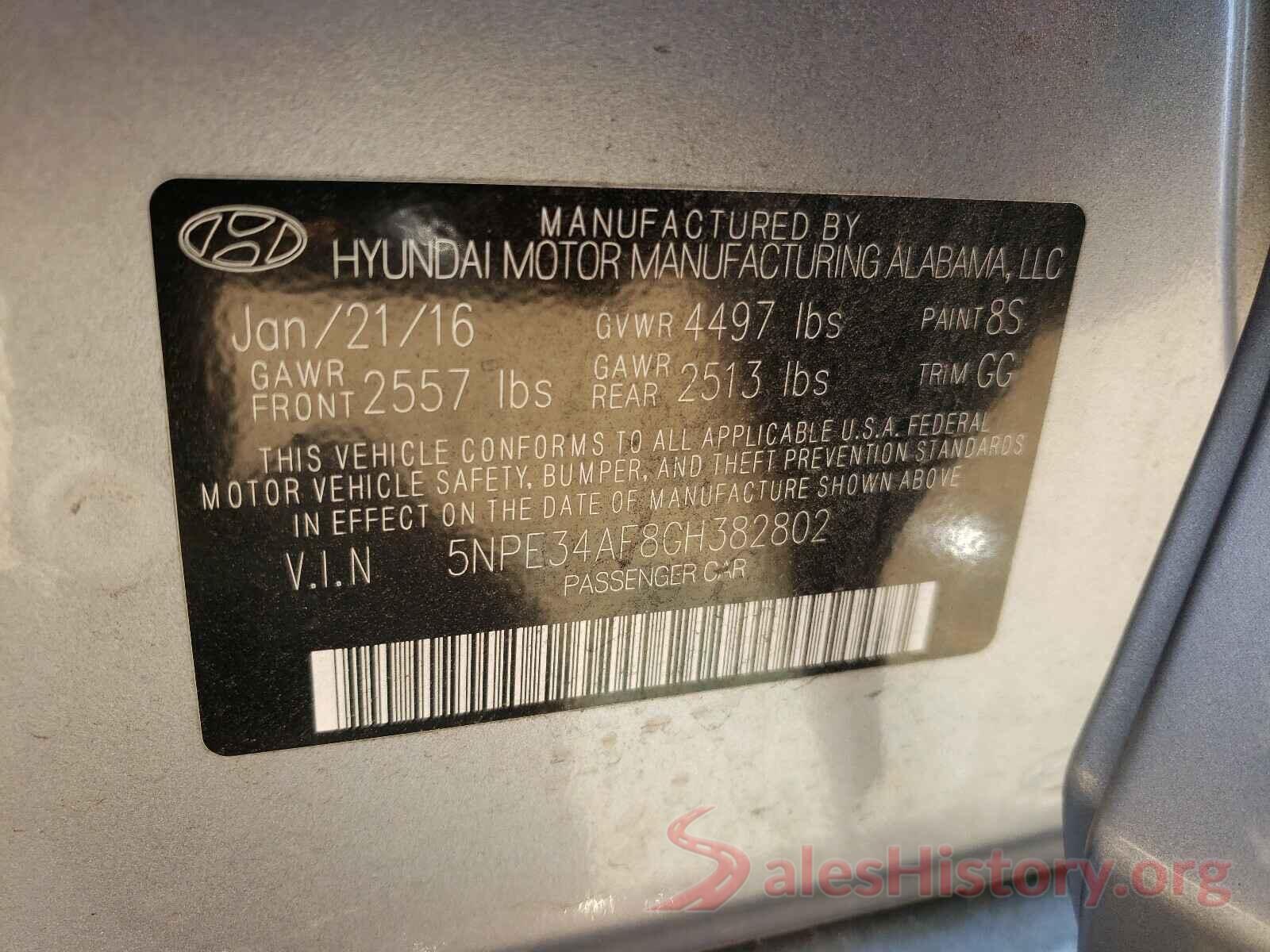 5NPE34AF8GH382802 2016 HYUNDAI SONATA