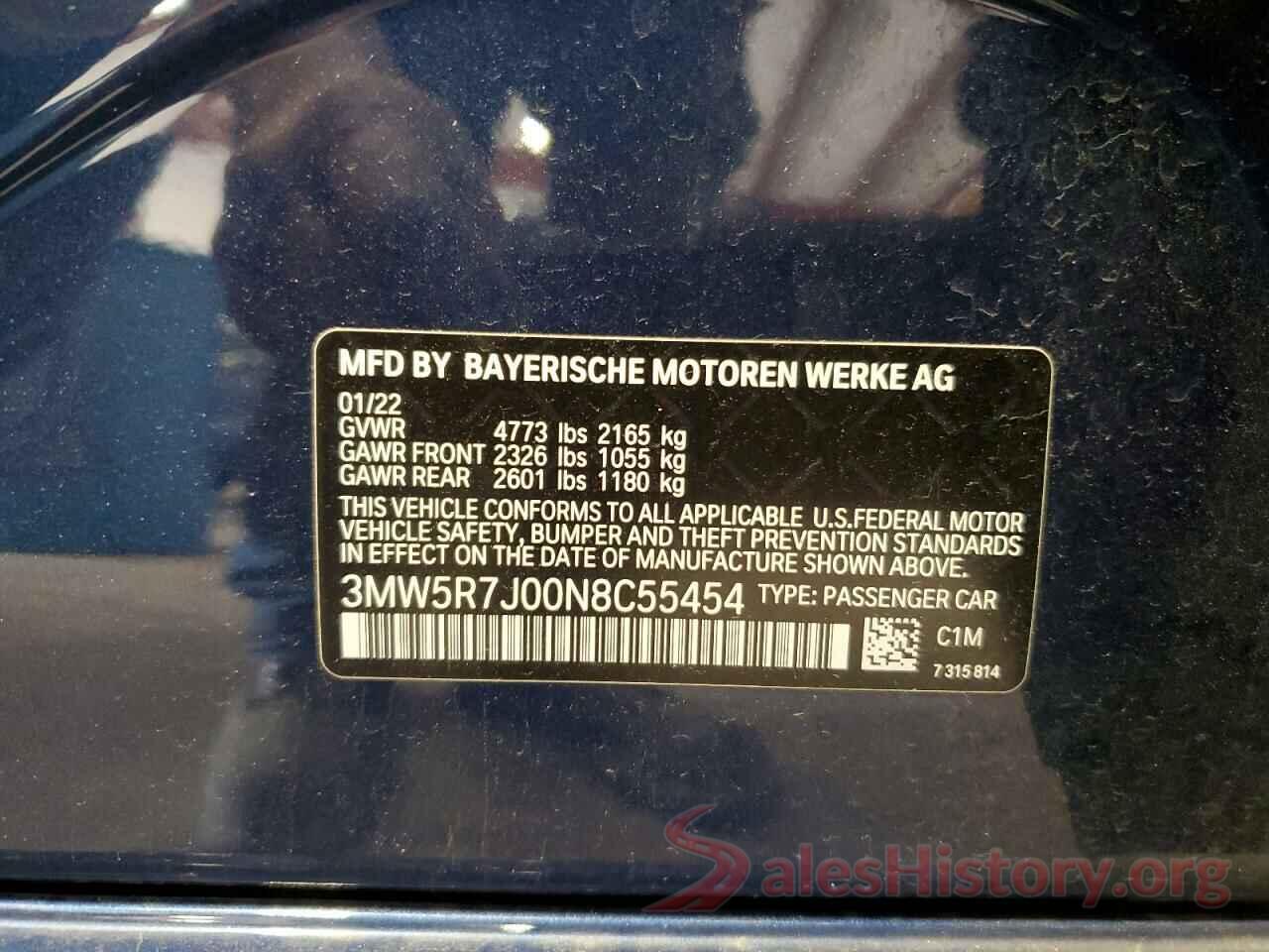 3MW5R7J00N8C55454 2022 BMW 3 SERIES