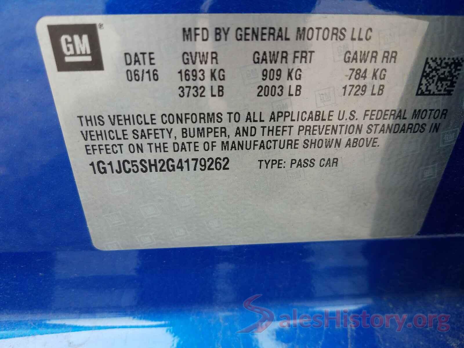 1G1JC5SH2G4179262 2016 CHEVROLET SONIC