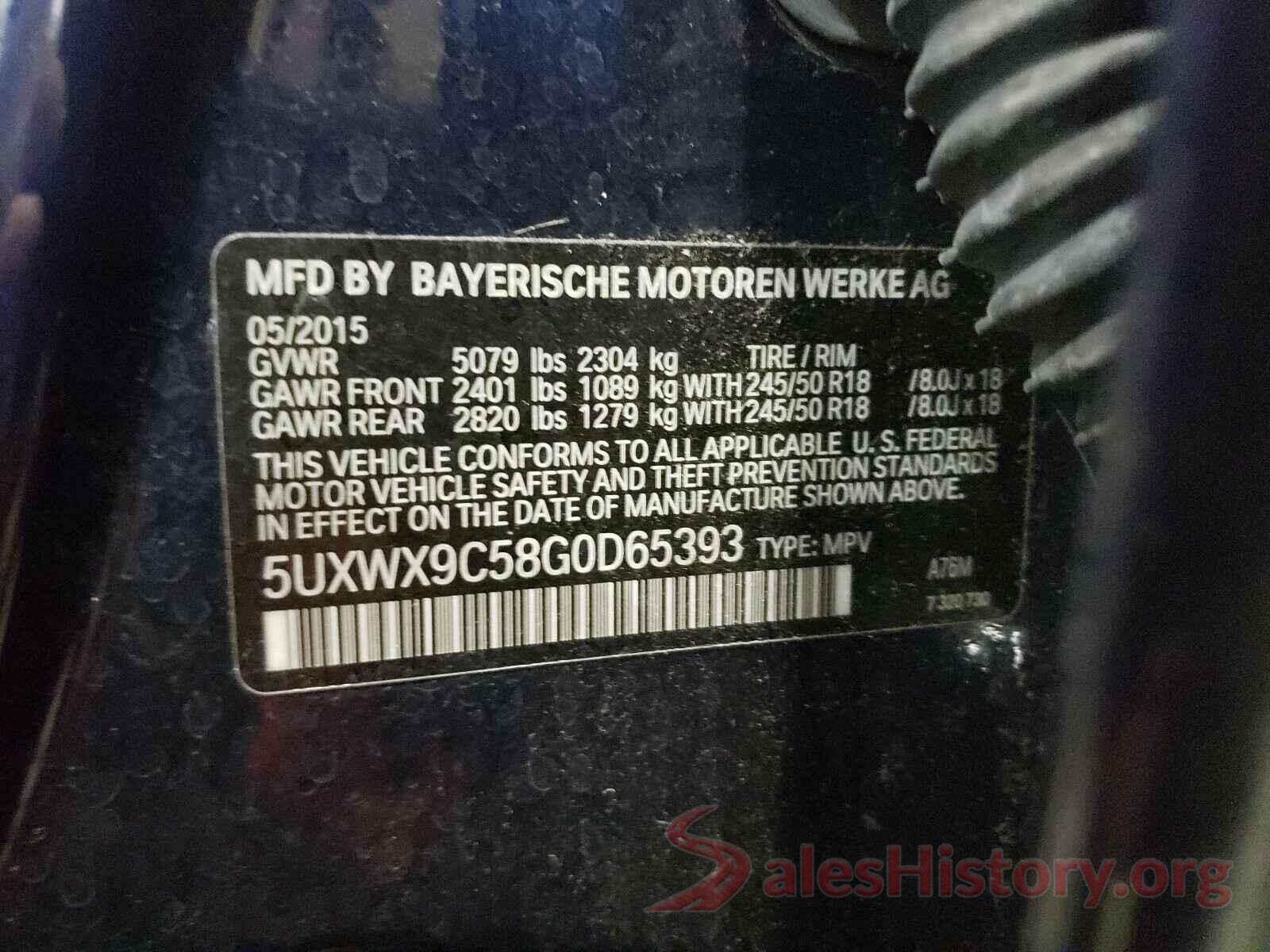 5UXWX9C58G0D65393 2016 BMW X3