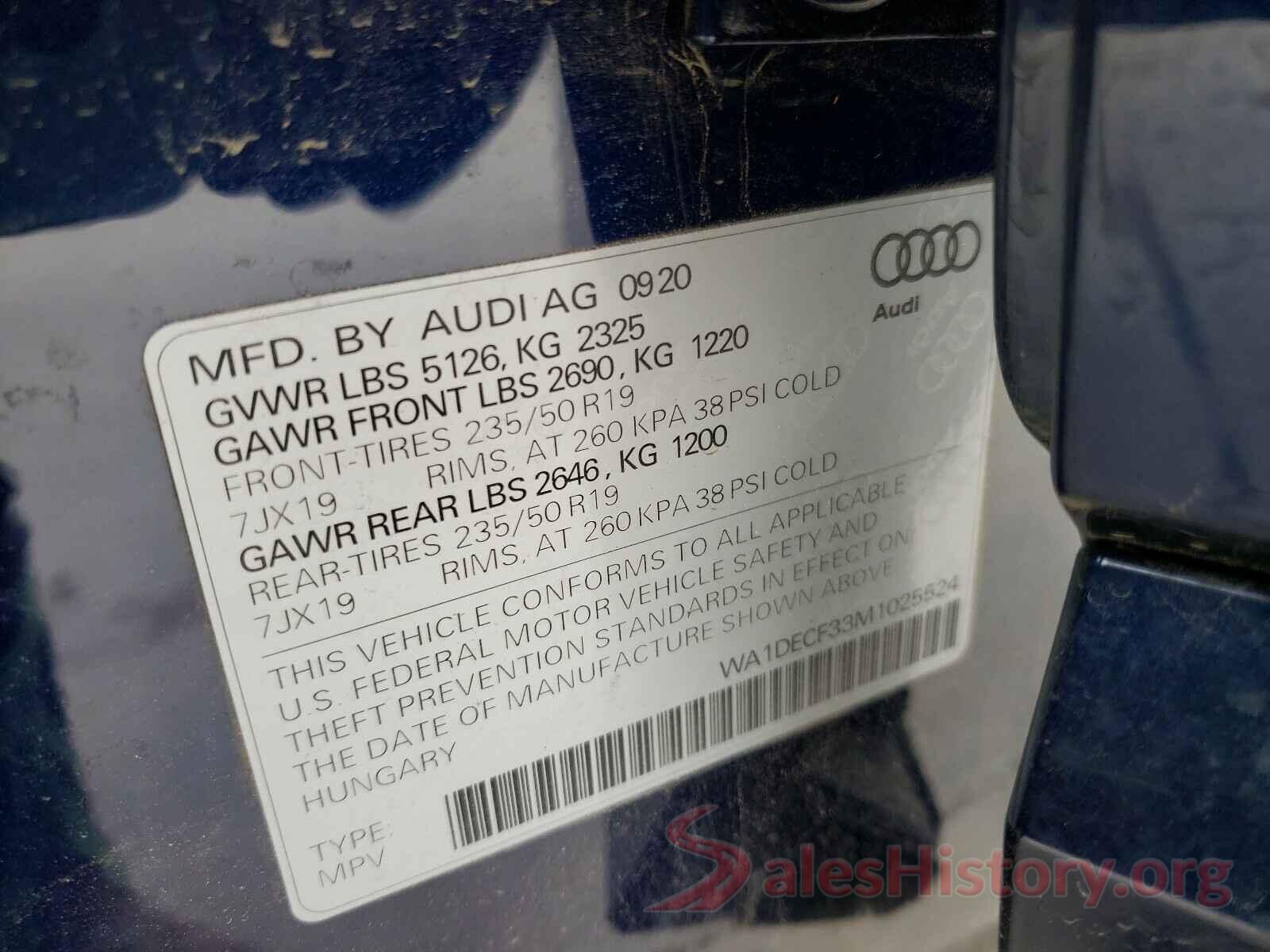 WA1DECF33M1025524 2020 AUDI Q3