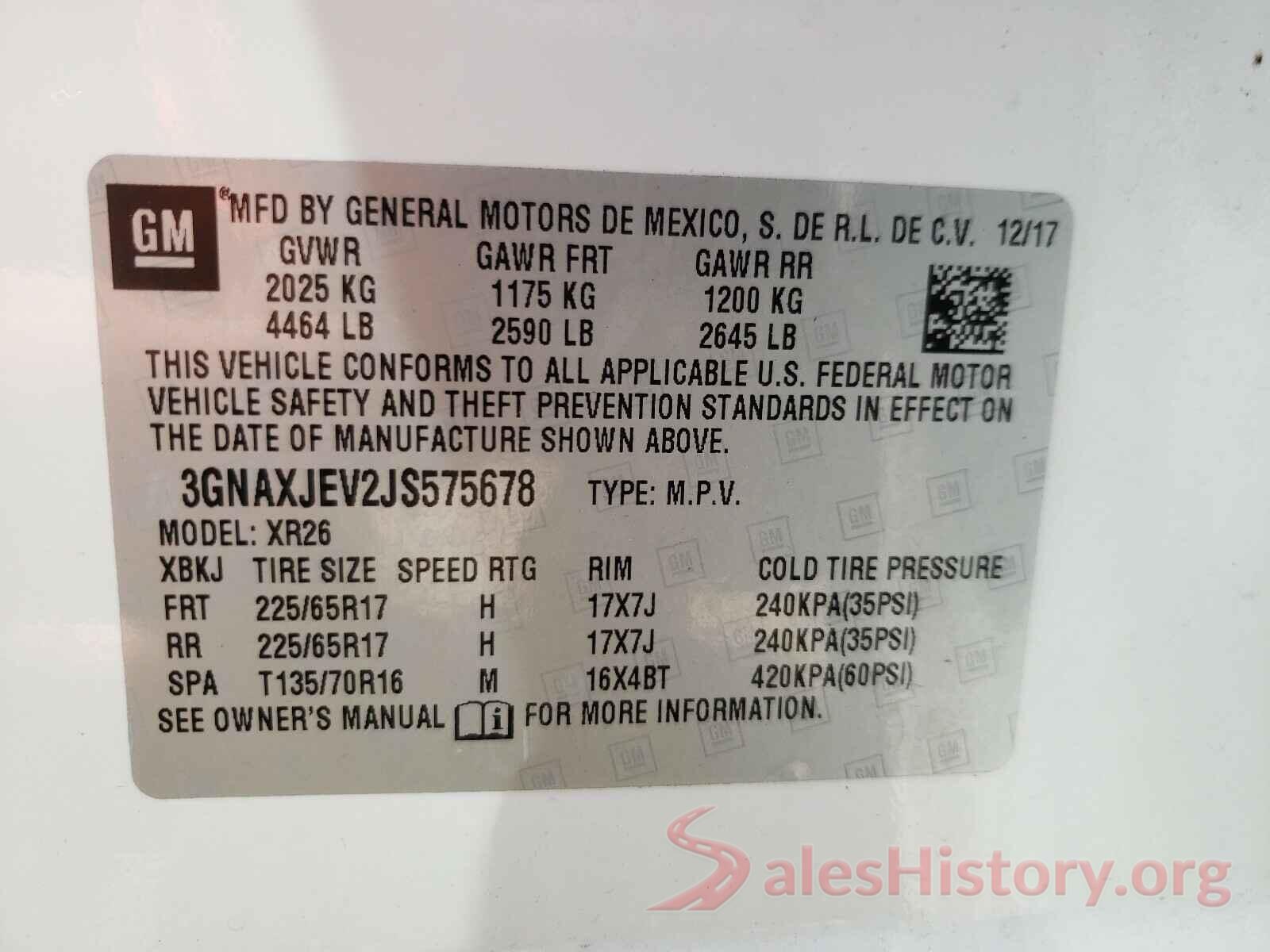 3GNAXJEV2JS575678 2018 CHEVROLET EQUINOX