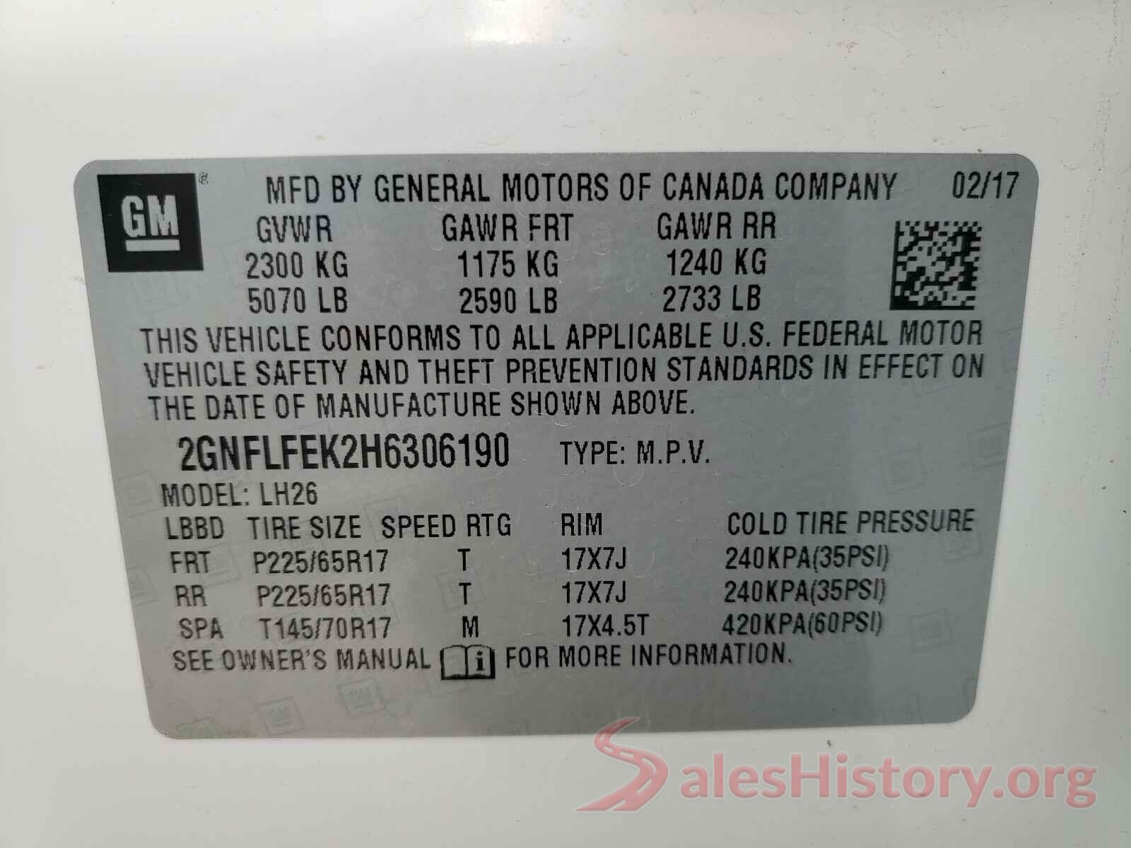 2GNFLFEK2H6306190 2017 CHEVROLET EQUINOX