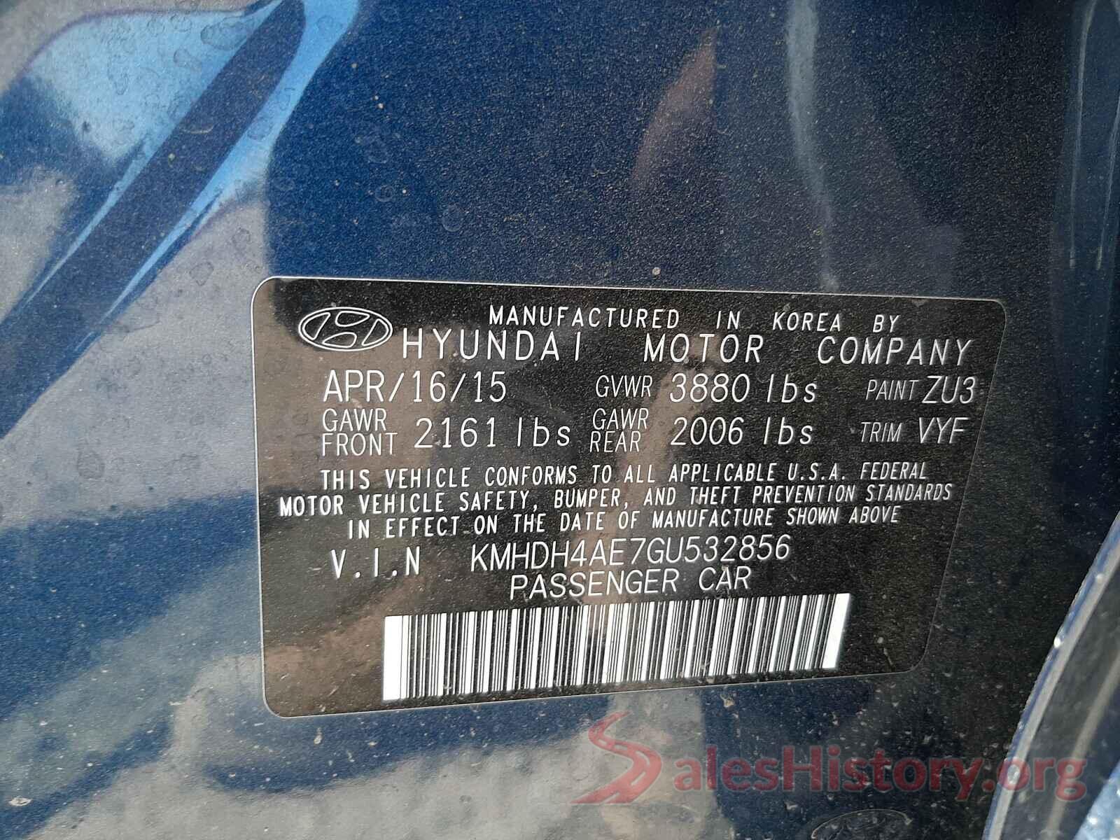 KMHDH4AE7GU532856 2016 HYUNDAI ELANTRA