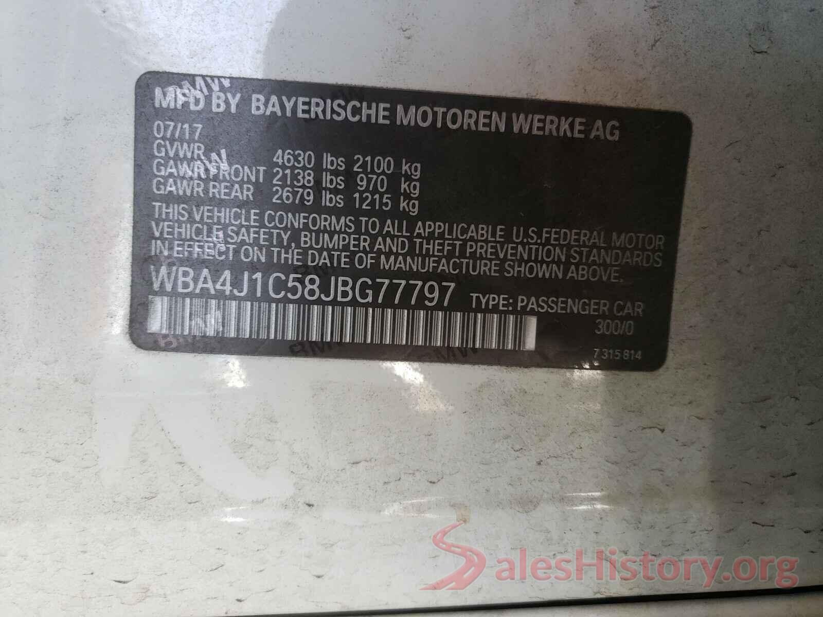 WBA4J1C58JBG77797 2018 BMW 4 SERIES