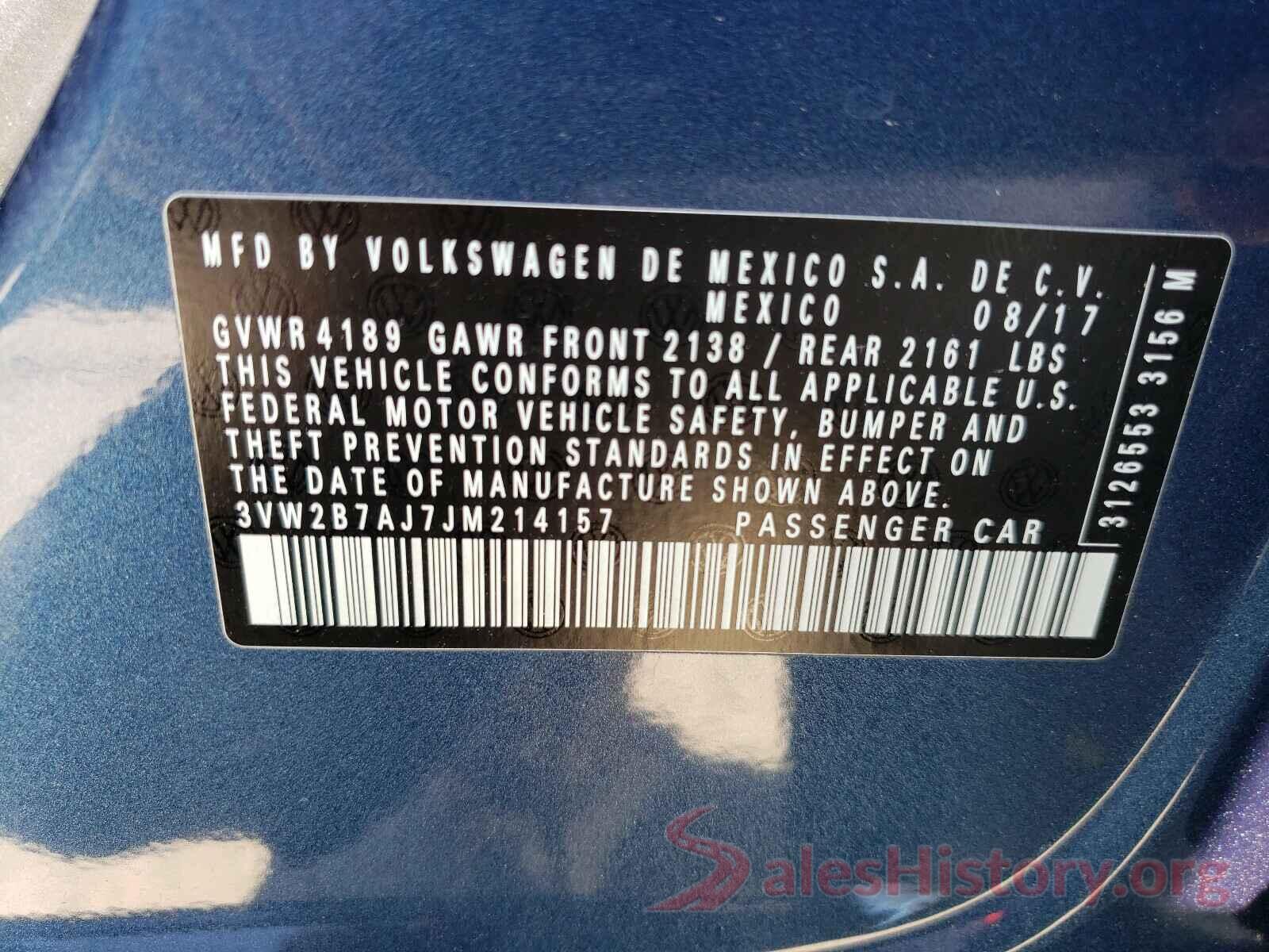 3VW2B7AJ7JM214157 2018 VOLKSWAGEN JETTA