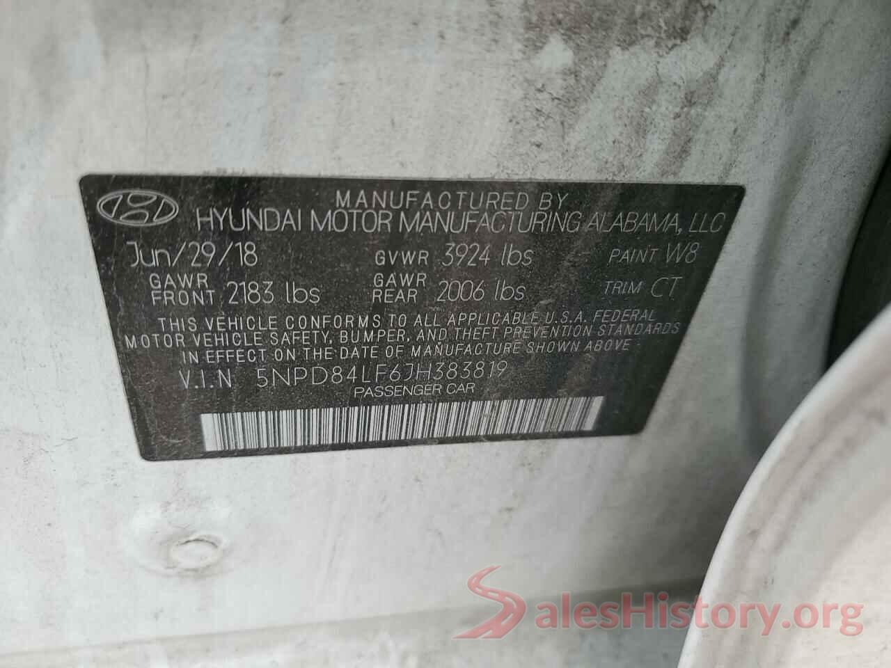 5NPD84LF6JH383819 2018 HYUNDAI ELANTRA