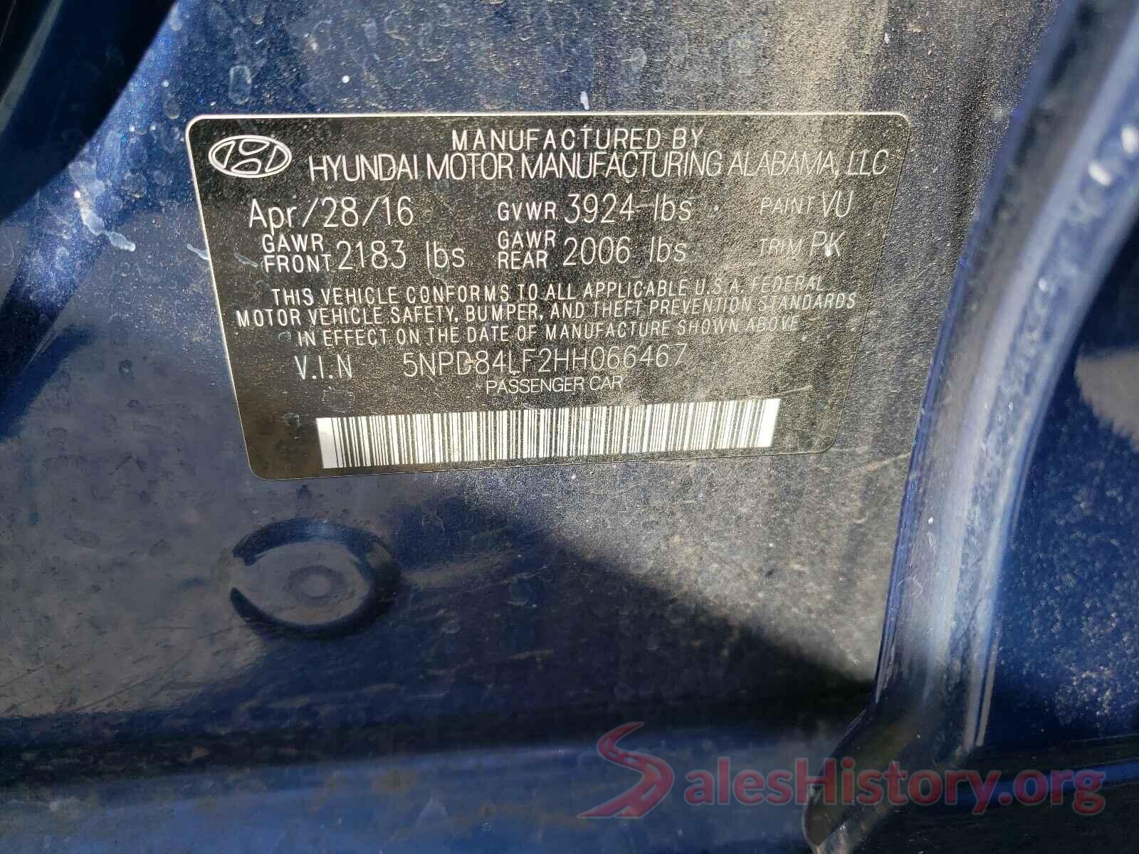 5NPD84LF2HH066467 2017 HYUNDAI ELANTRA