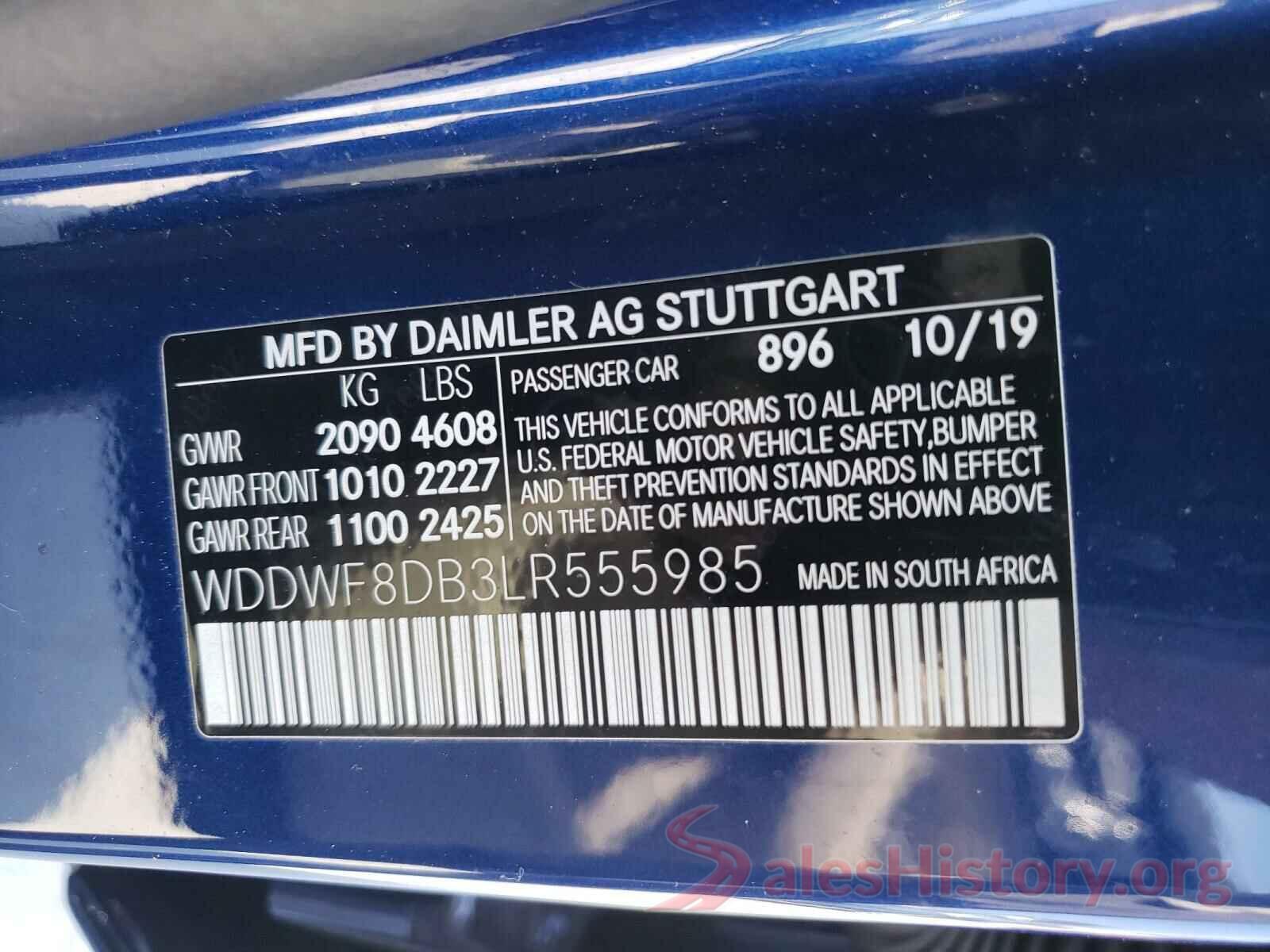 WDDWF8DB3LR555985 2020 MERCEDES-BENZ C CLASS