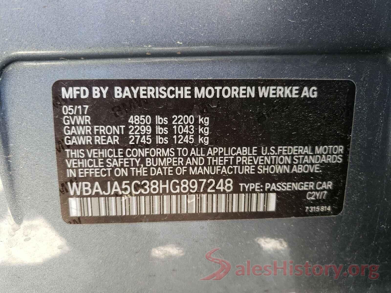 WBAJA5C38HG897248 2017 BMW 5 SERIES