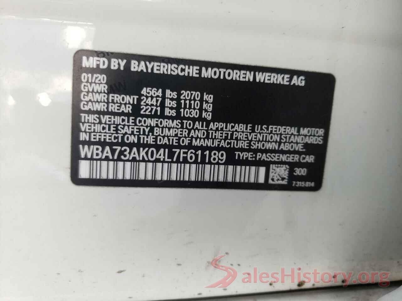 WBA73AK04L7F61189 2020 BMW 2 SERIES