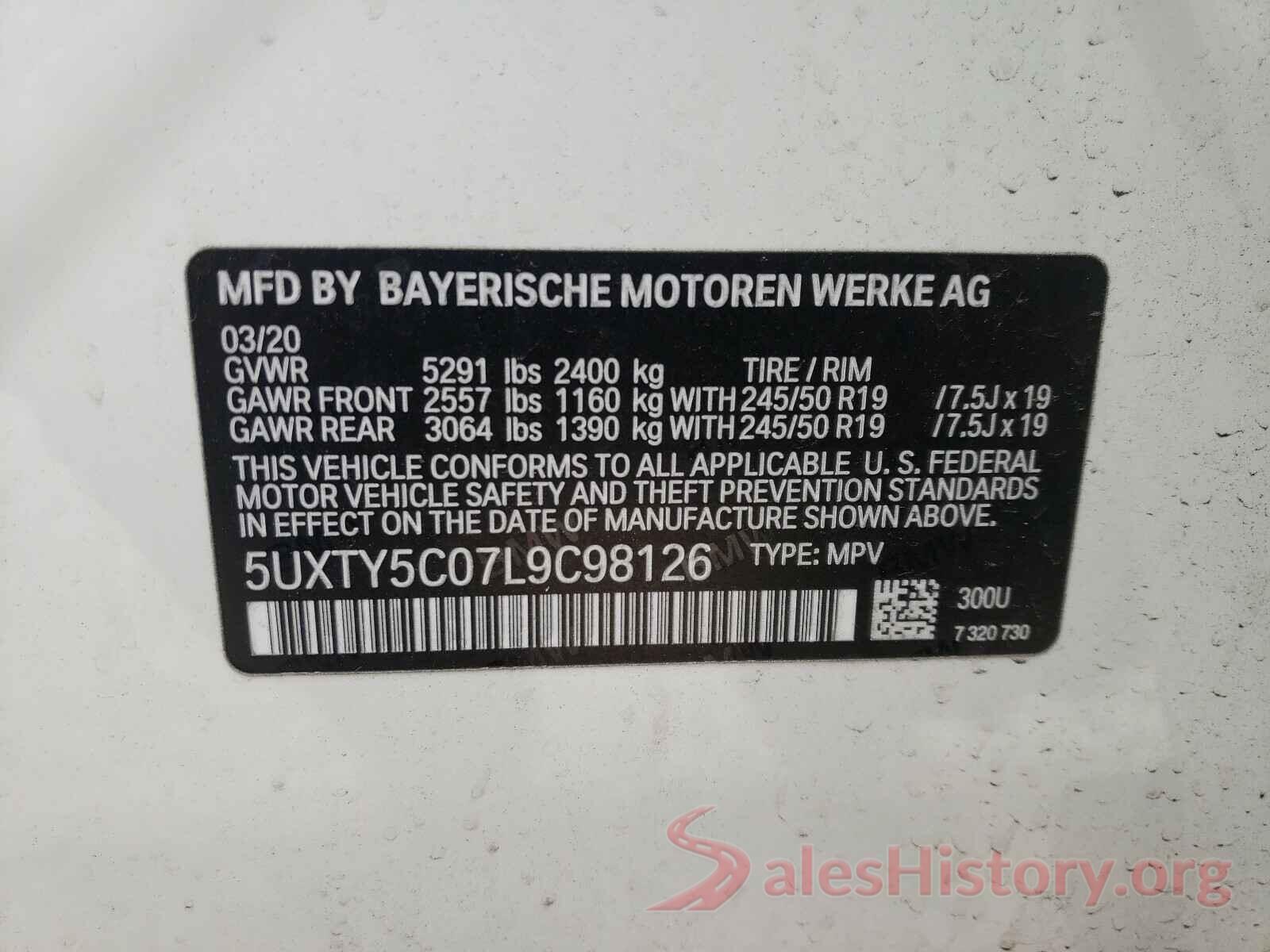 5UXTY5C07L9C98126 2020 BMW X3