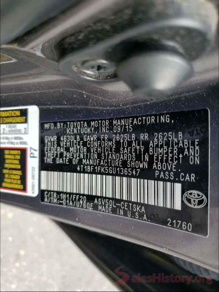 4T1BF1FK5GU136547 2016 TOYOTA CAMRY