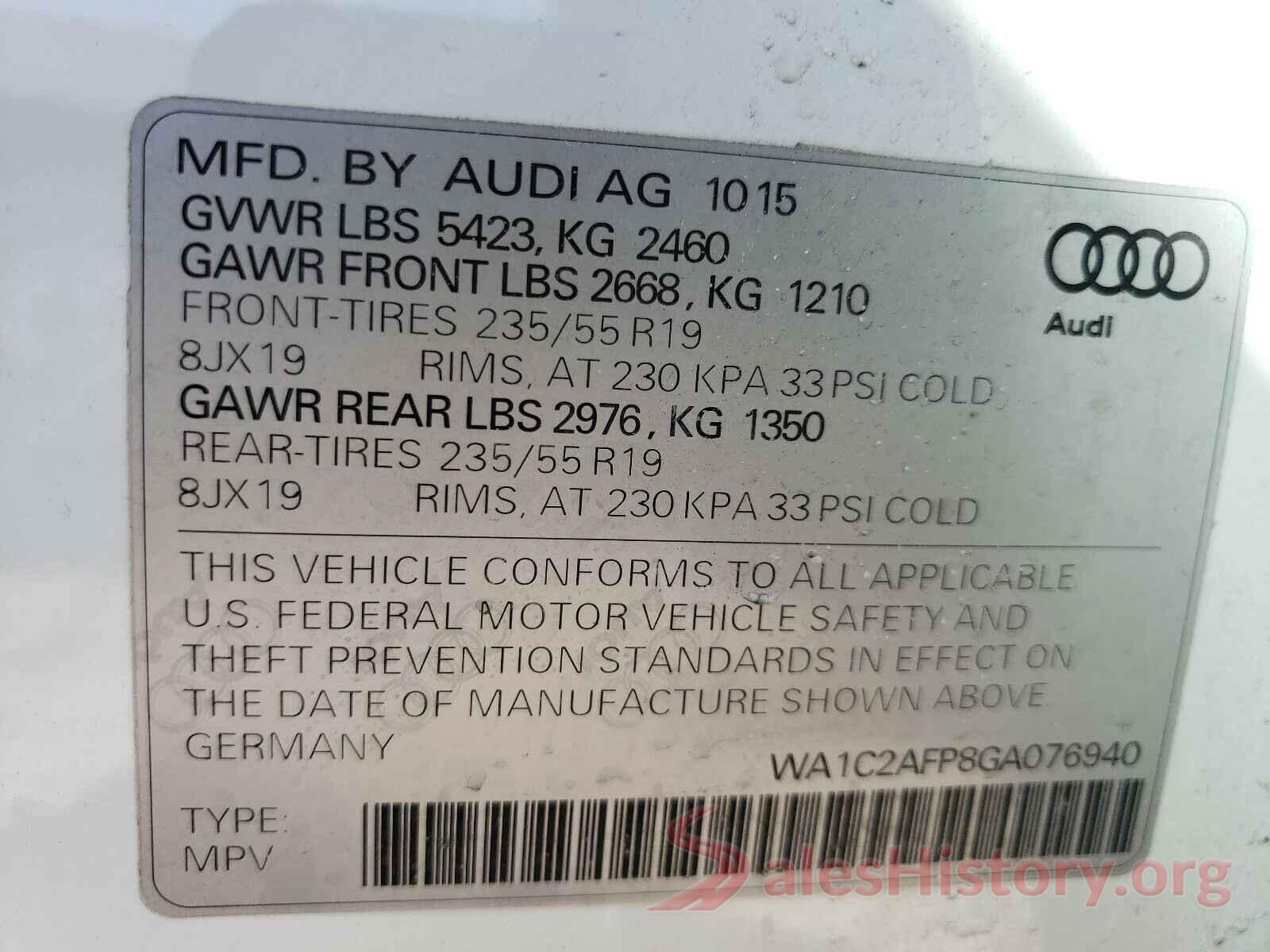 WA1C2AFP8GA076940 2016 AUDI Q5