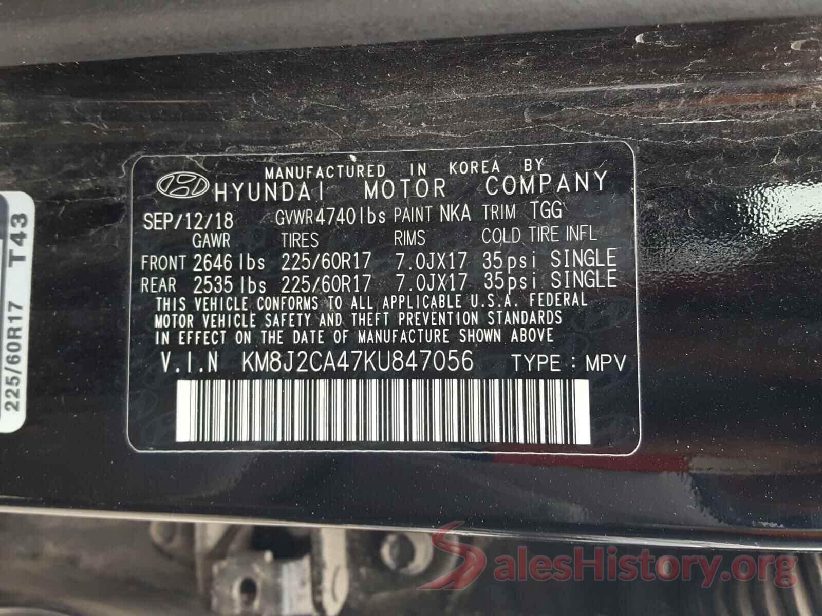 KM8J2CA47KU847056 2019 HYUNDAI TUCSON