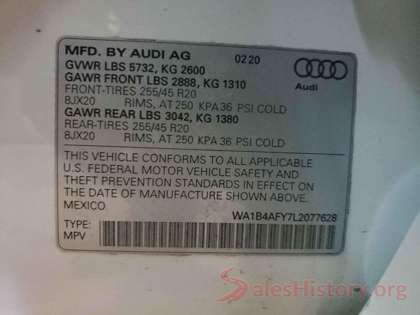 WA1B4AFY7L2077628 2020 AUDI SQ5